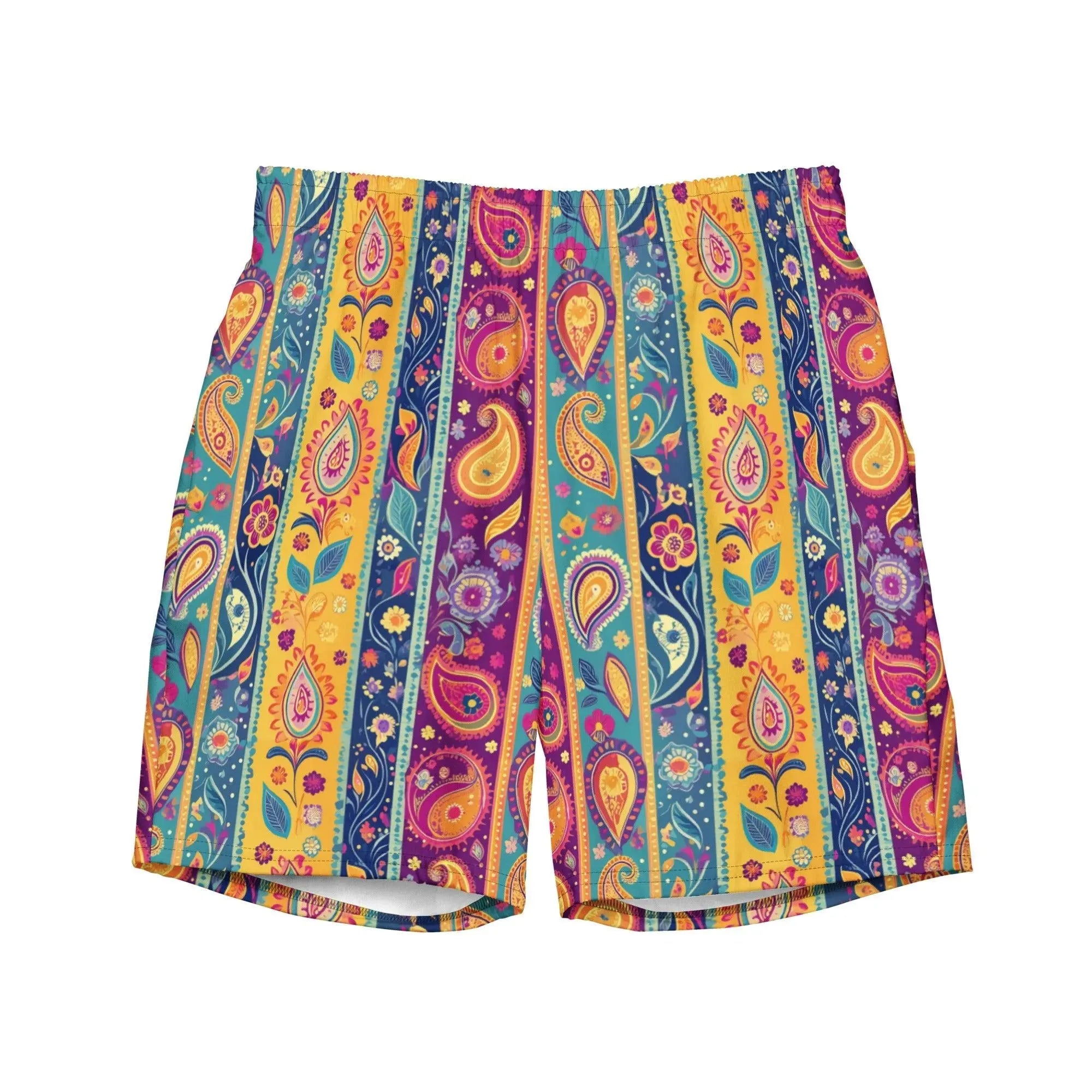 Indian Whimsical Paisley Recycled Men's Swim Trunks - The Global Wanderer