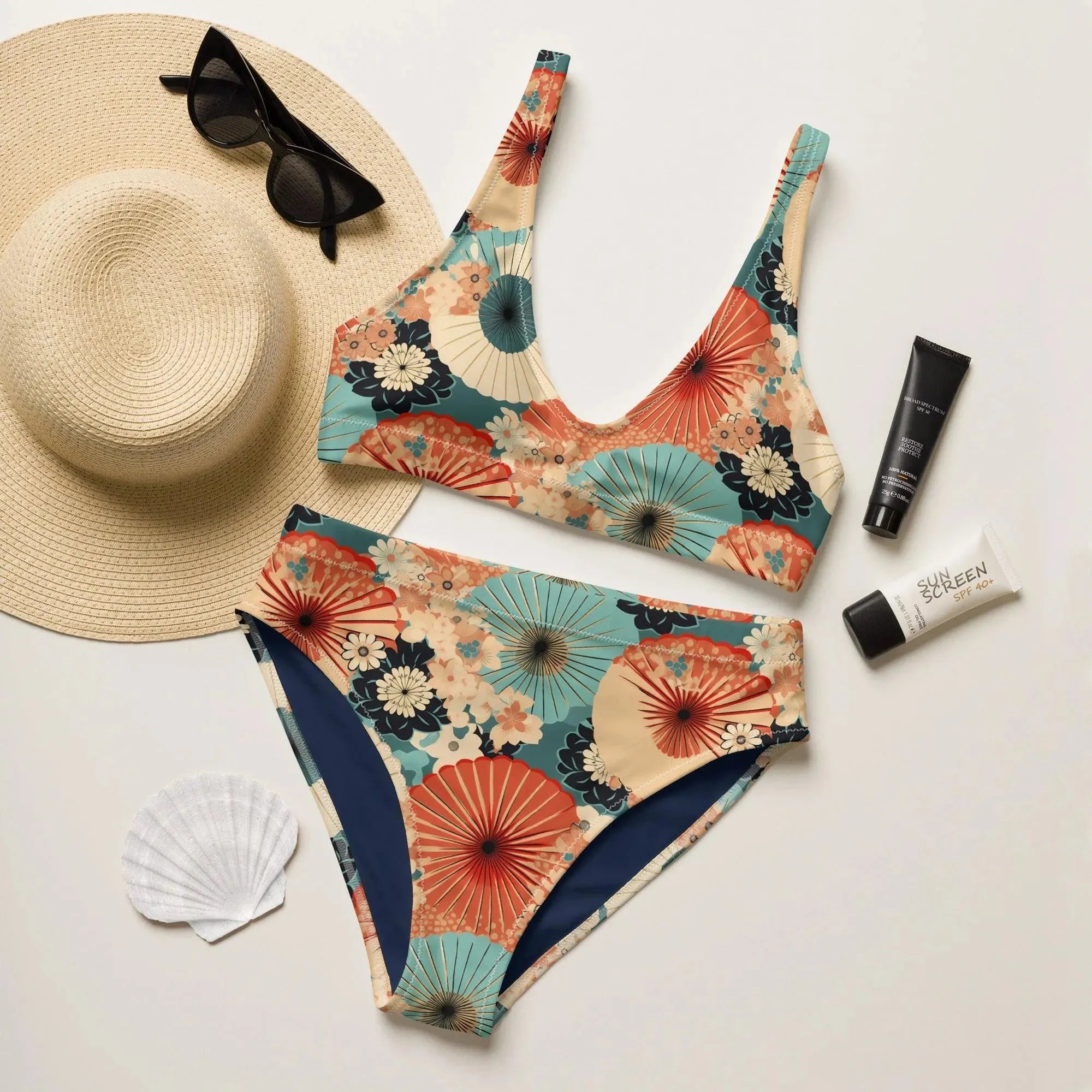 Japanese Origami Recycled High-Waisted Bikini - The Global Wanderer