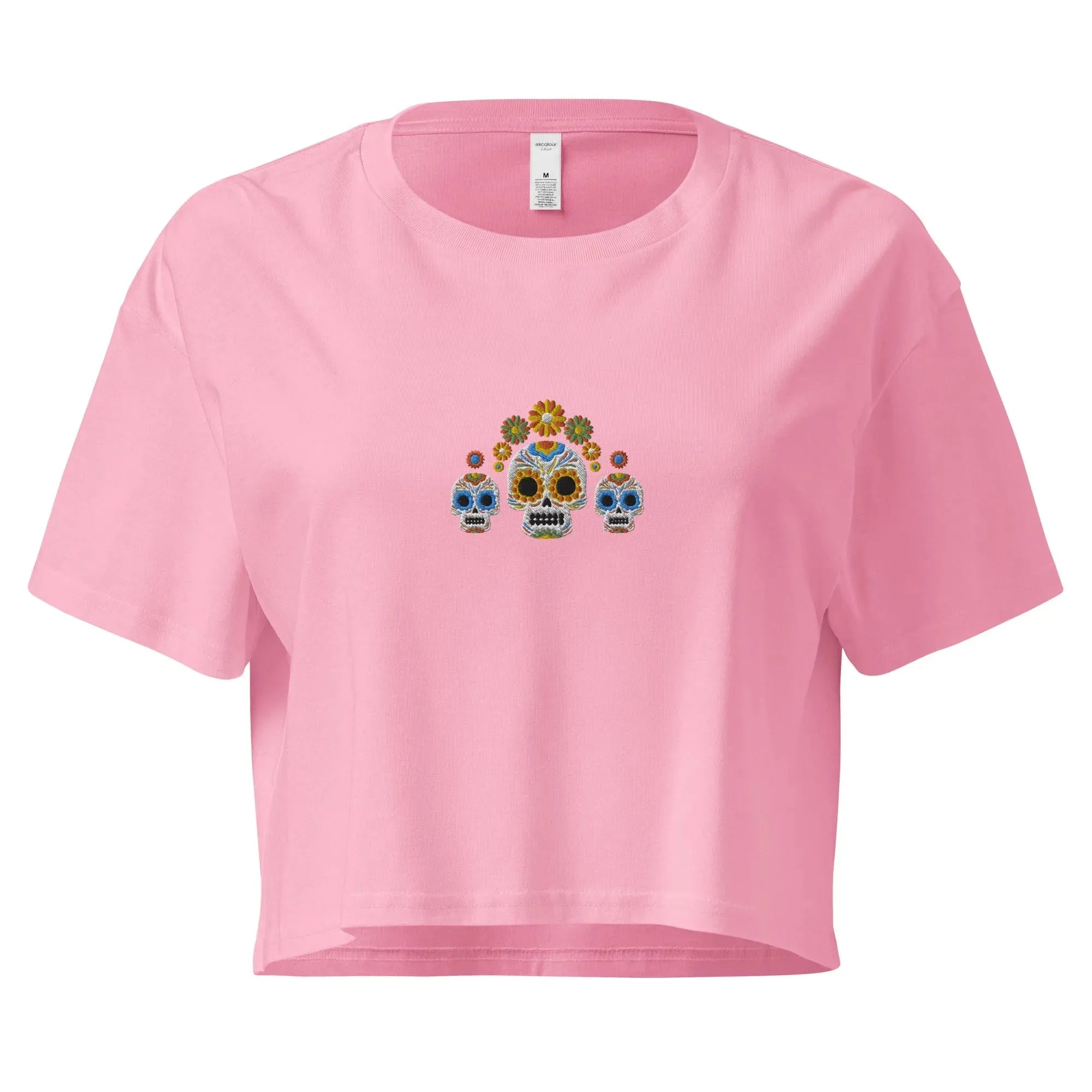 Mexican Day of the Dead Embroidered Cropped T-Shirt - The Global Wanderer