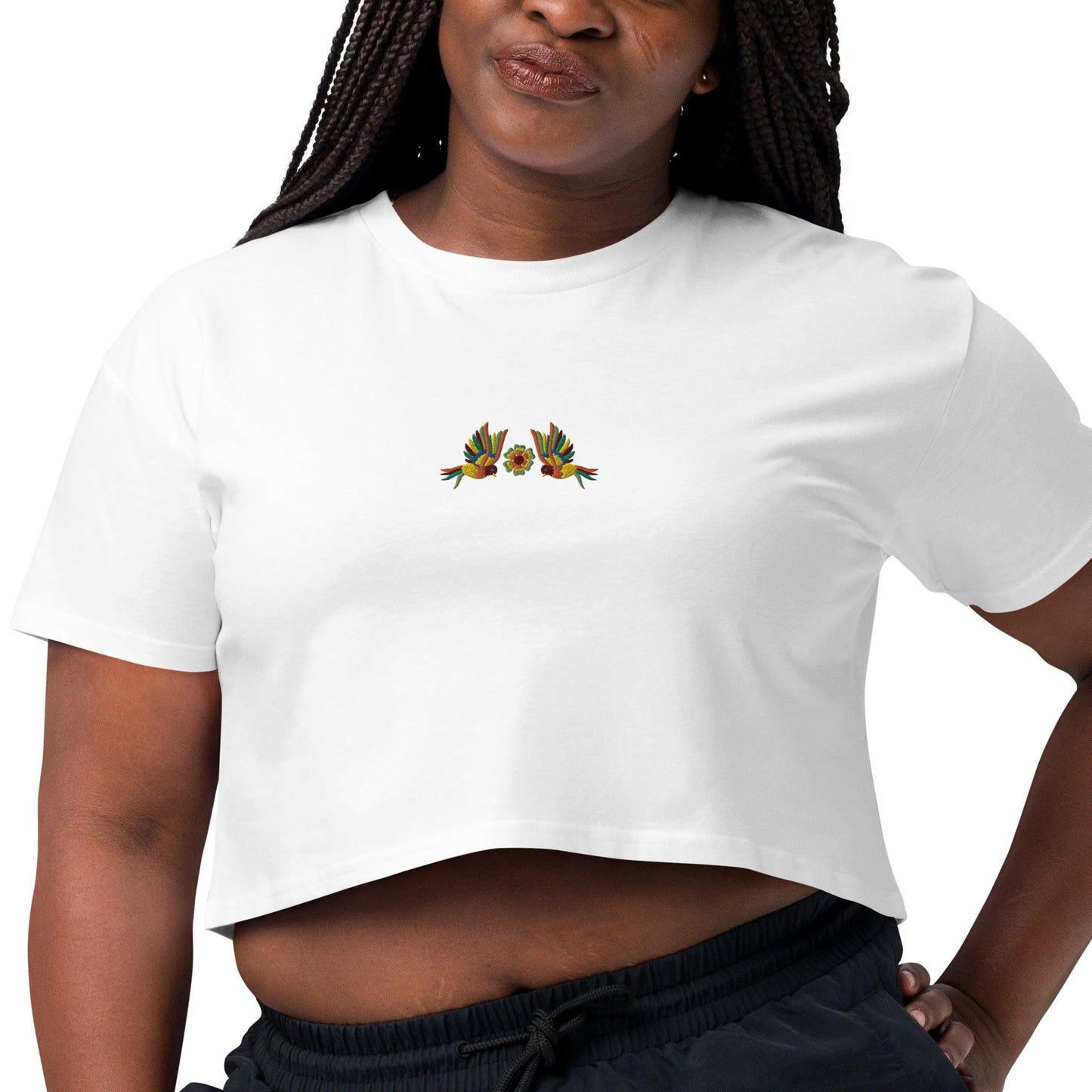 Mexican Otomi Embroidered Cropped T-Shirt - The Global Wanderer