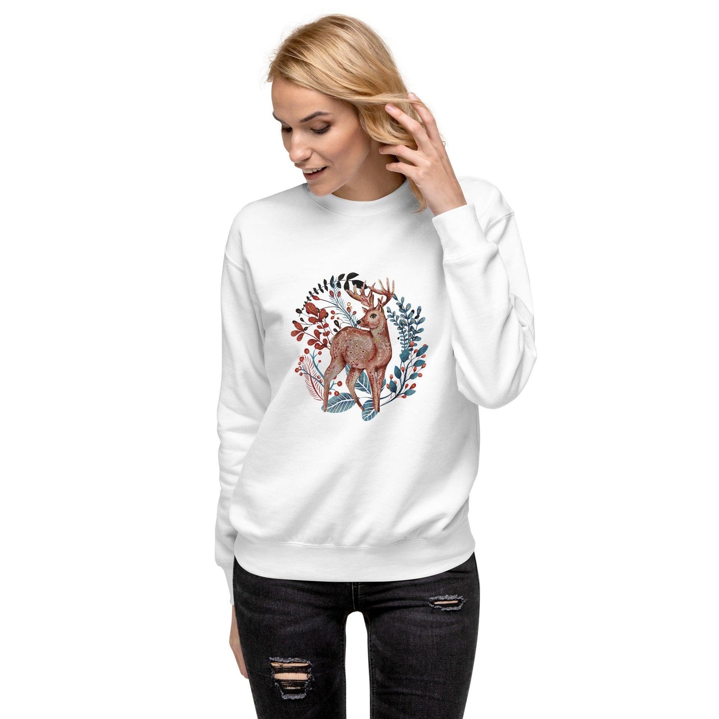 Nordic Winter Sweatshirt - Deer - The Global Wanderer
