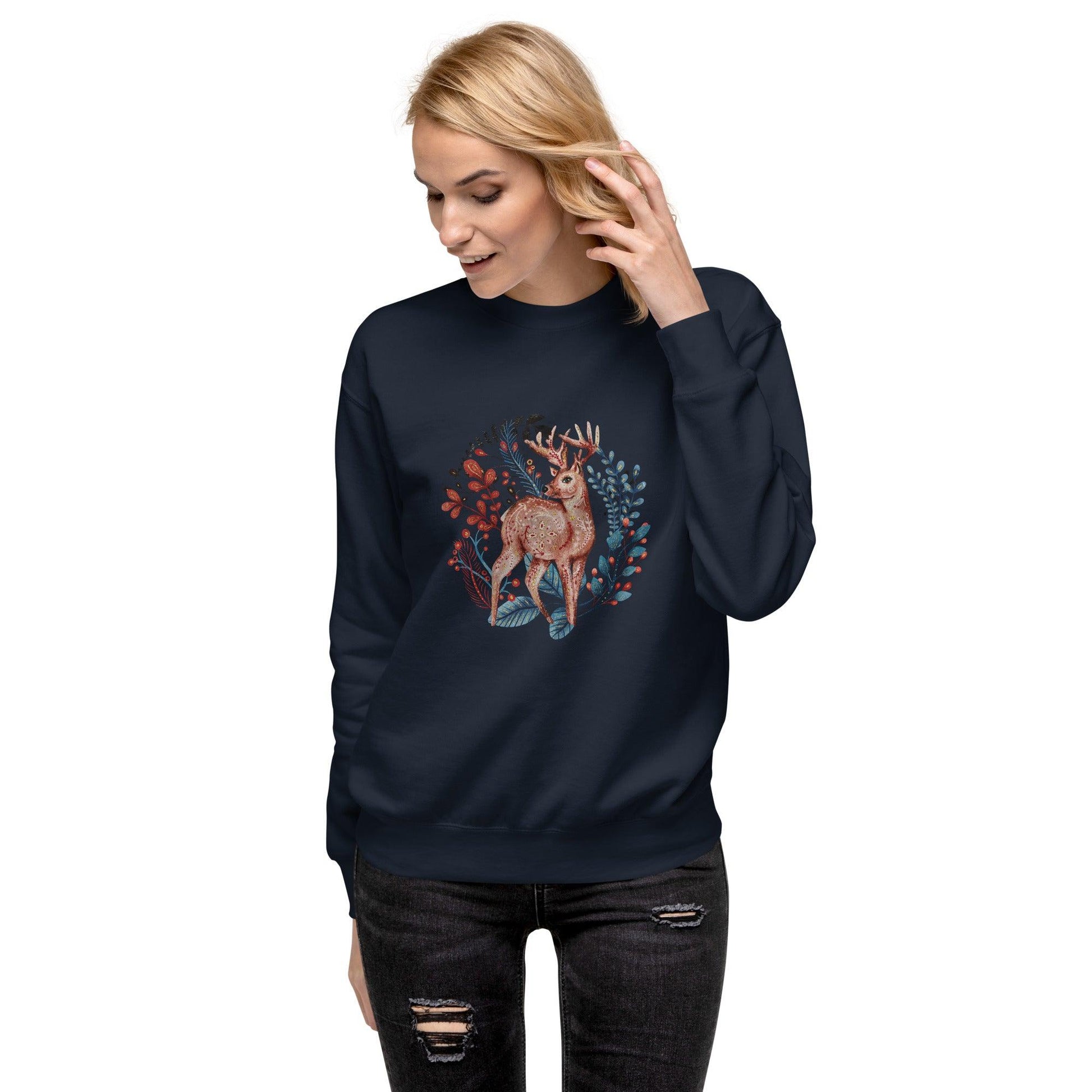 Nordic Winter Sweatshirt - Deer - The Global Wanderer