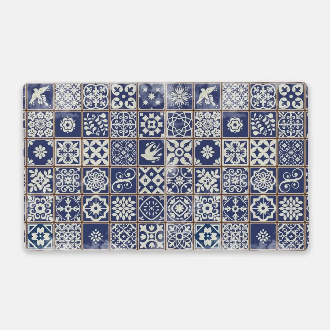 Portuguese Blue Azulejo Tile Desk Mat - The Global Wanderer