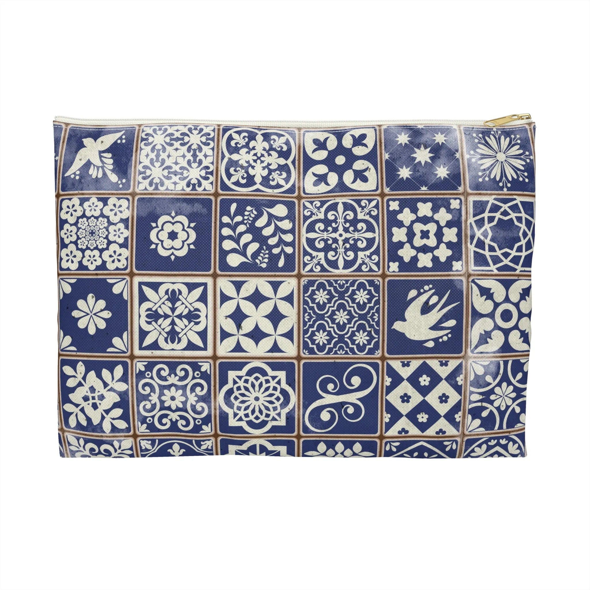 Portuguese Blue Azulejo Tile Flat Pouch - The Global Wanderer