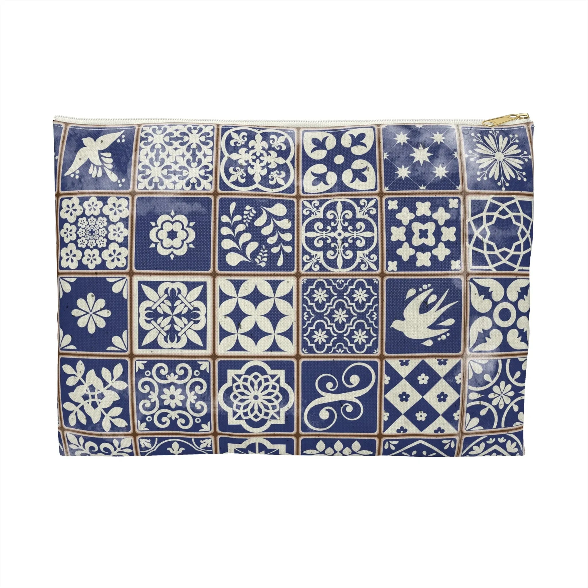 Portuguese Blue Azulejo Tile Flat Pouch - The Global Wanderer