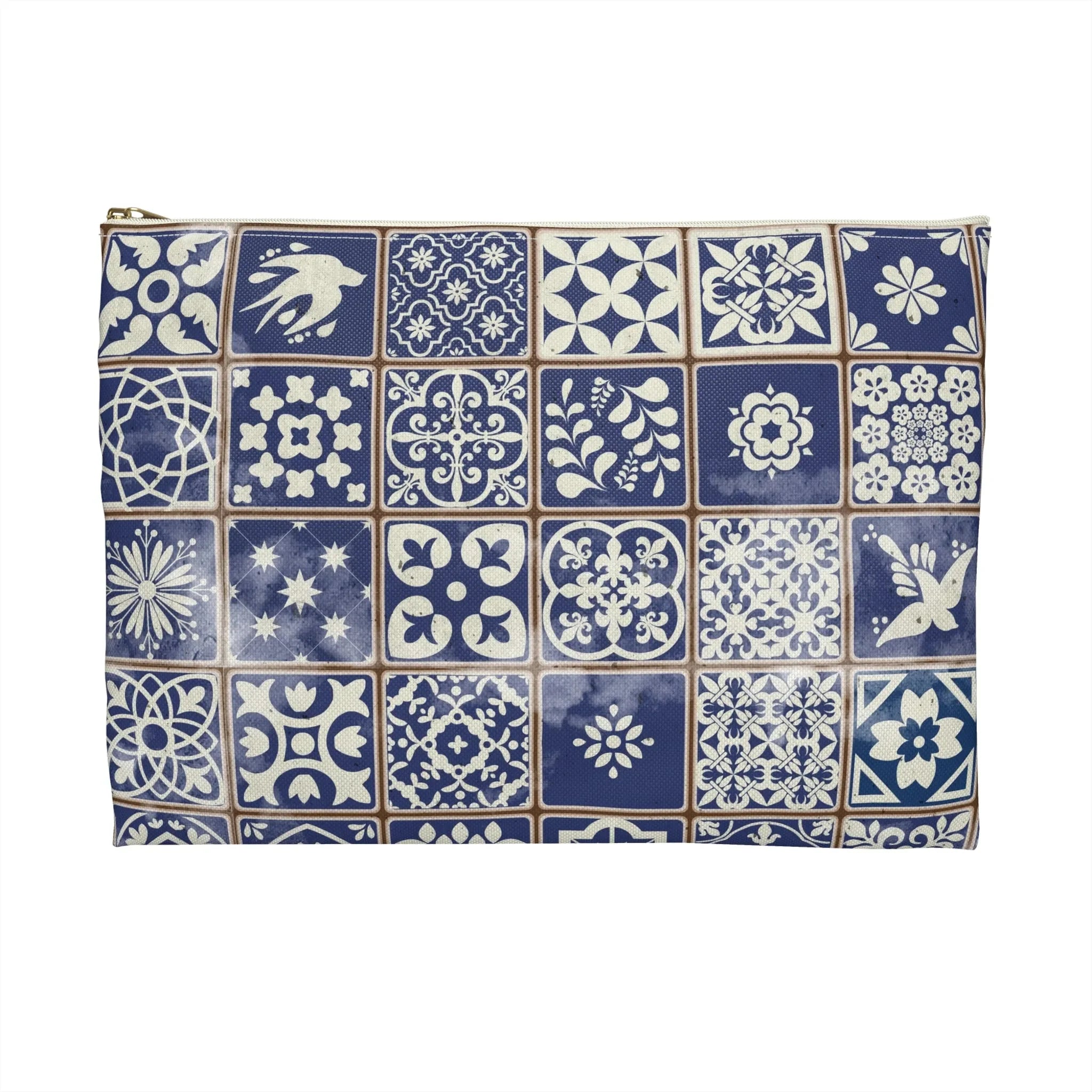 Portuguese Blue Azulejo Tile Flat Pouch - The Global Wanderer