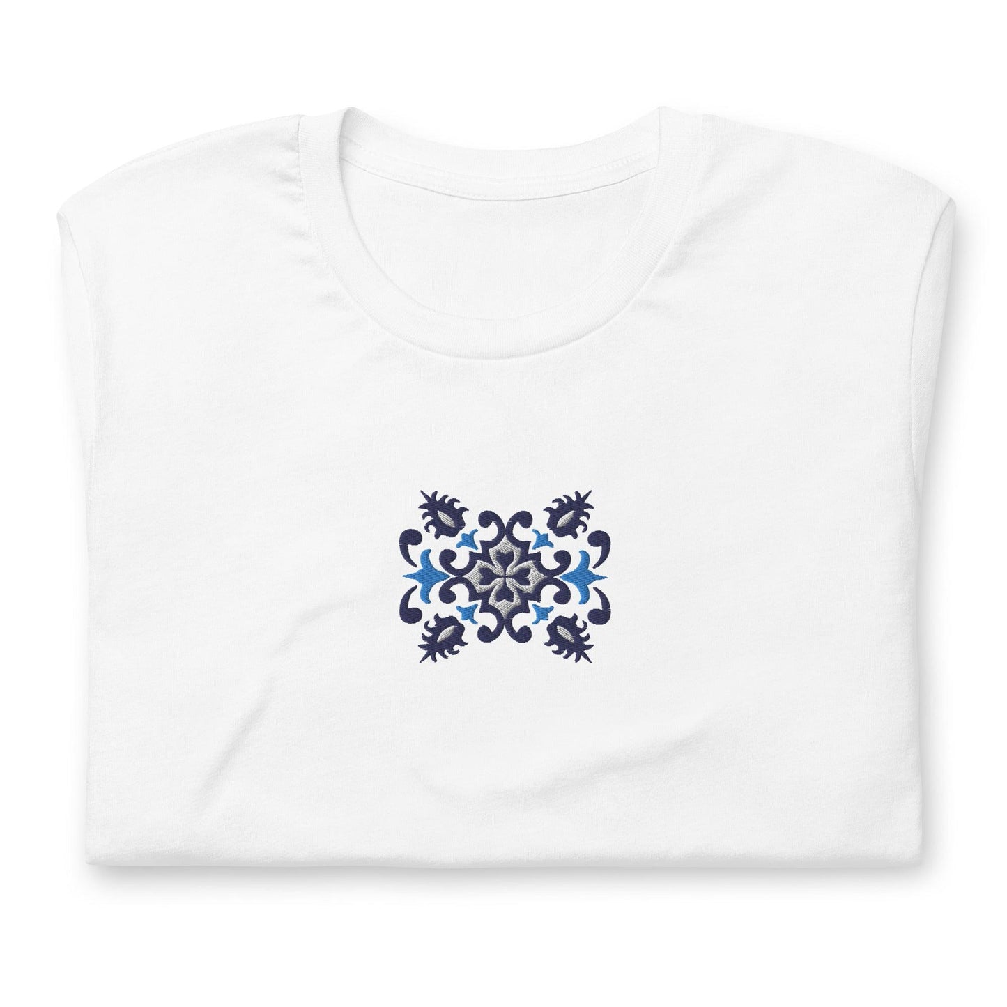 Portuguese Azulejo Tile Embroidered T-shirt - The Global Wanderer