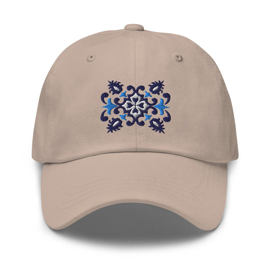 Portuguese Azulejo Tile Motif Embroidered Dad Hat - The Global Wanderer