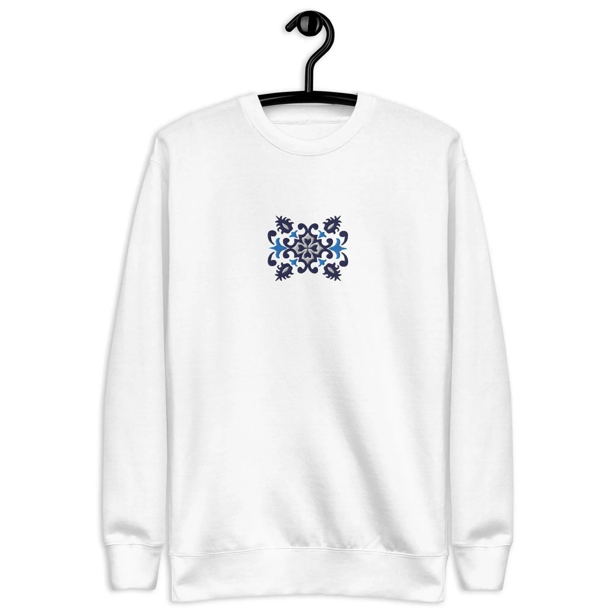 Portuguese Azulejo Tile Motif Embroidered Sweatshirt - The Global Wanderer