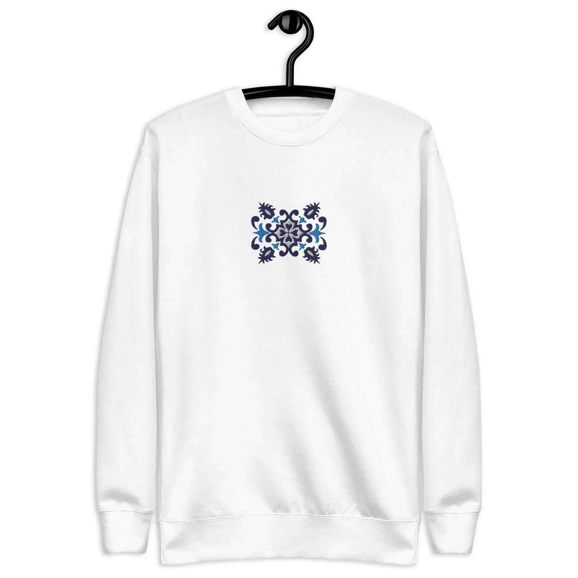 Portuguese Azulejo Tile Motif Embroidered Sweatshirt - The Global Wanderer