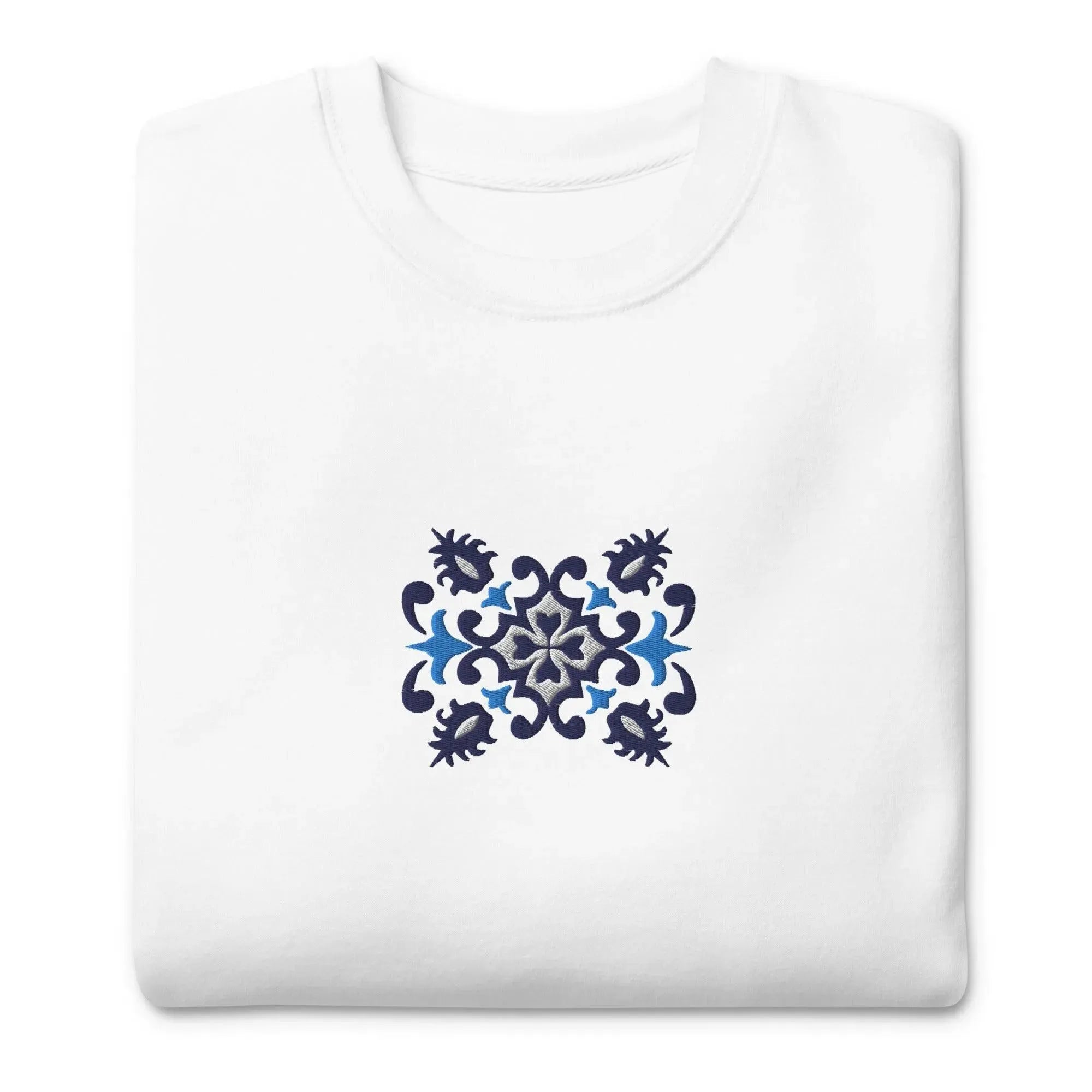 Portuguese Azulejo Tile Motif Embroidered Sweatshirt - The Global Wanderer