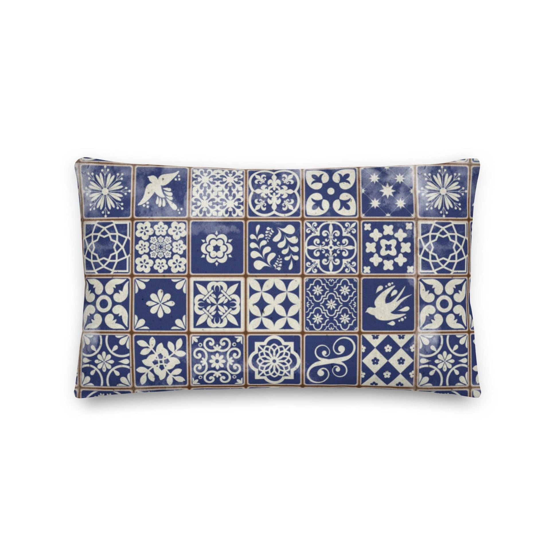 Portuguese Azulejo Tile Throw Pillow - The Global Wanderer