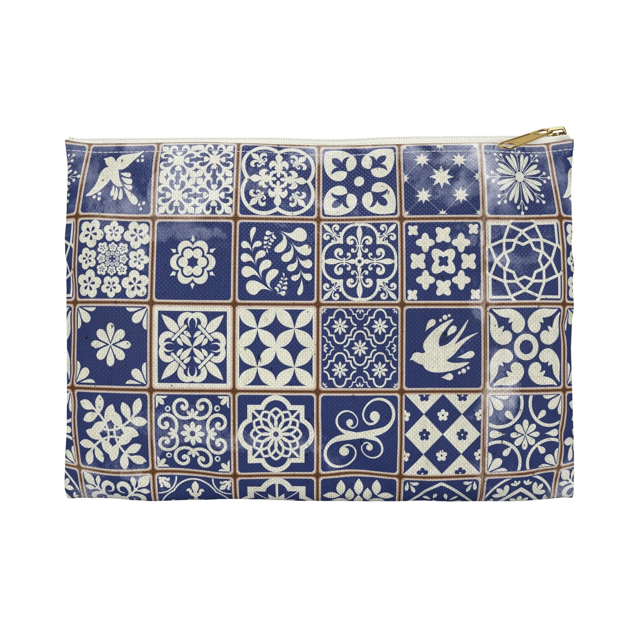 Portuguese Blue Azulejo Tile Flat Pouch - The Global Wanderer