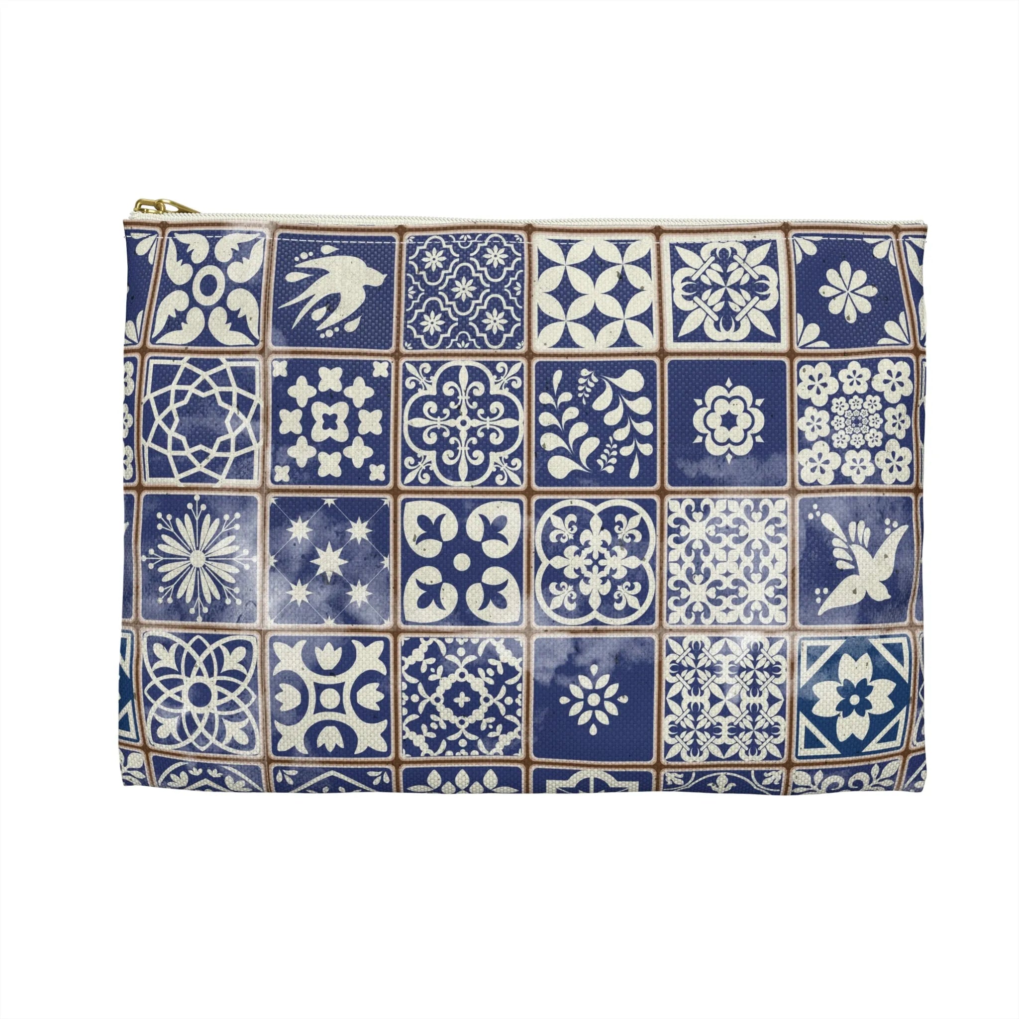 Portuguese Blue Azulejo Tile Flat Pouch - The Global Wanderer