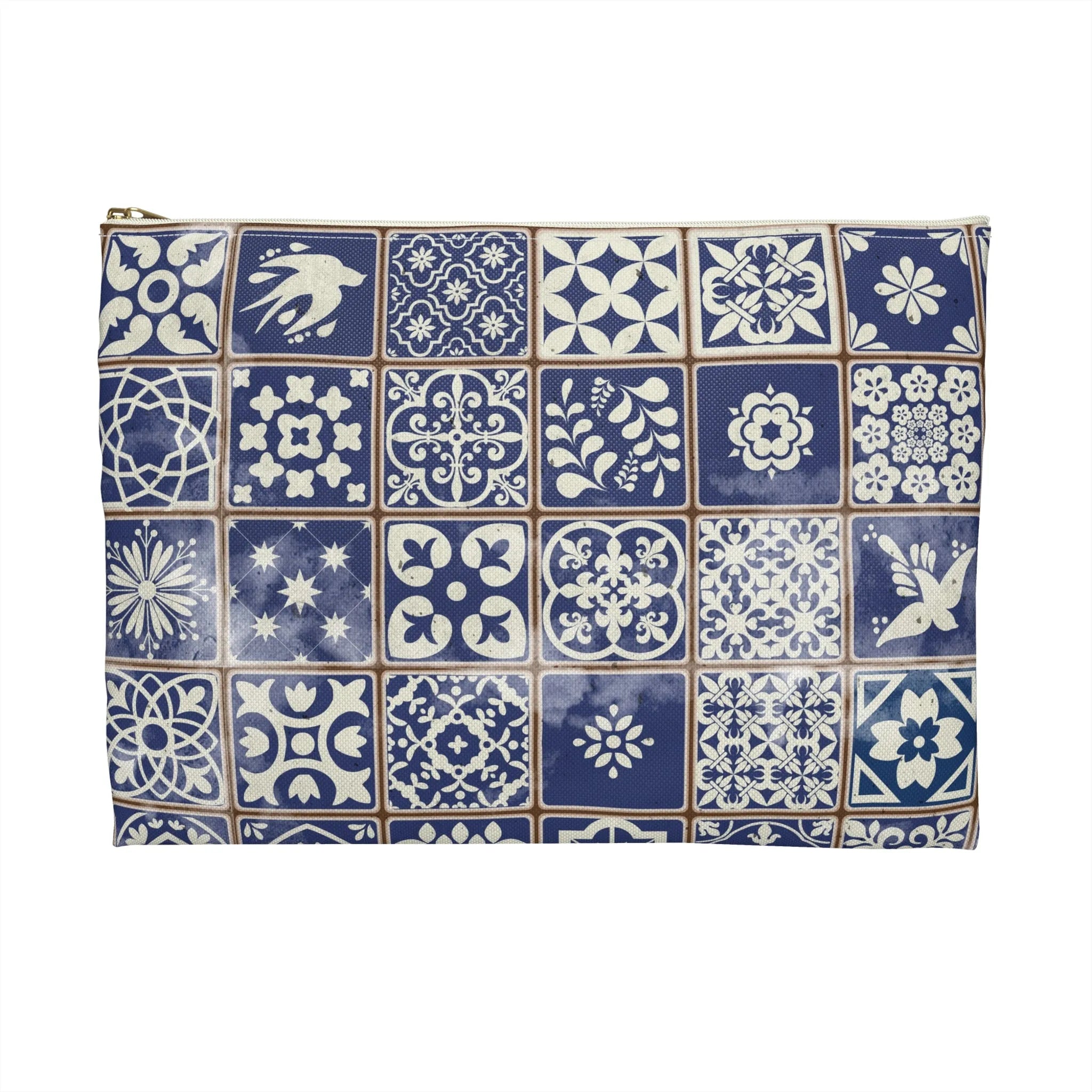 Portuguese Blue Azulejo Tile Flat Pouch - The Global Wanderer