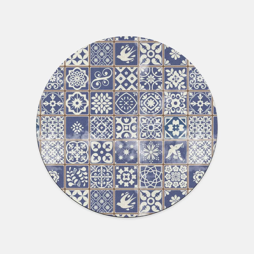 Portuguese Blue Azulejo Tile Mouse Pad - The Global Wanderer