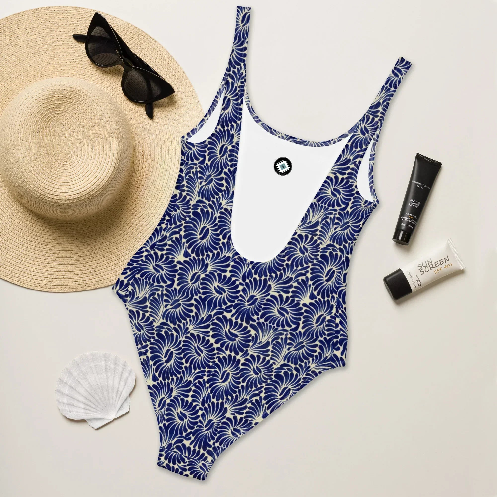 Puebla Talavera Tile One-Piece Swimsuit - The Global Wanderer