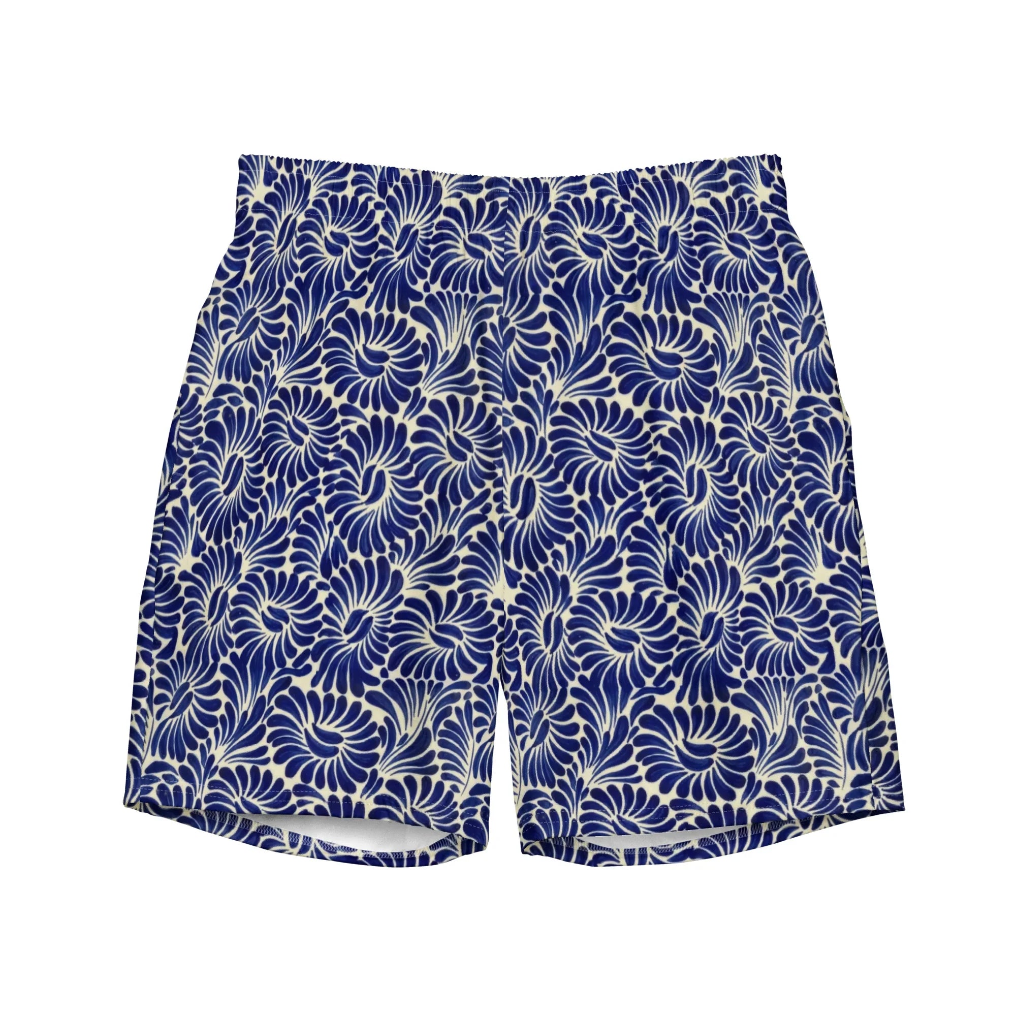 Puebla Talavera Tile Recycled Swim Trunks - The Global Wanderer