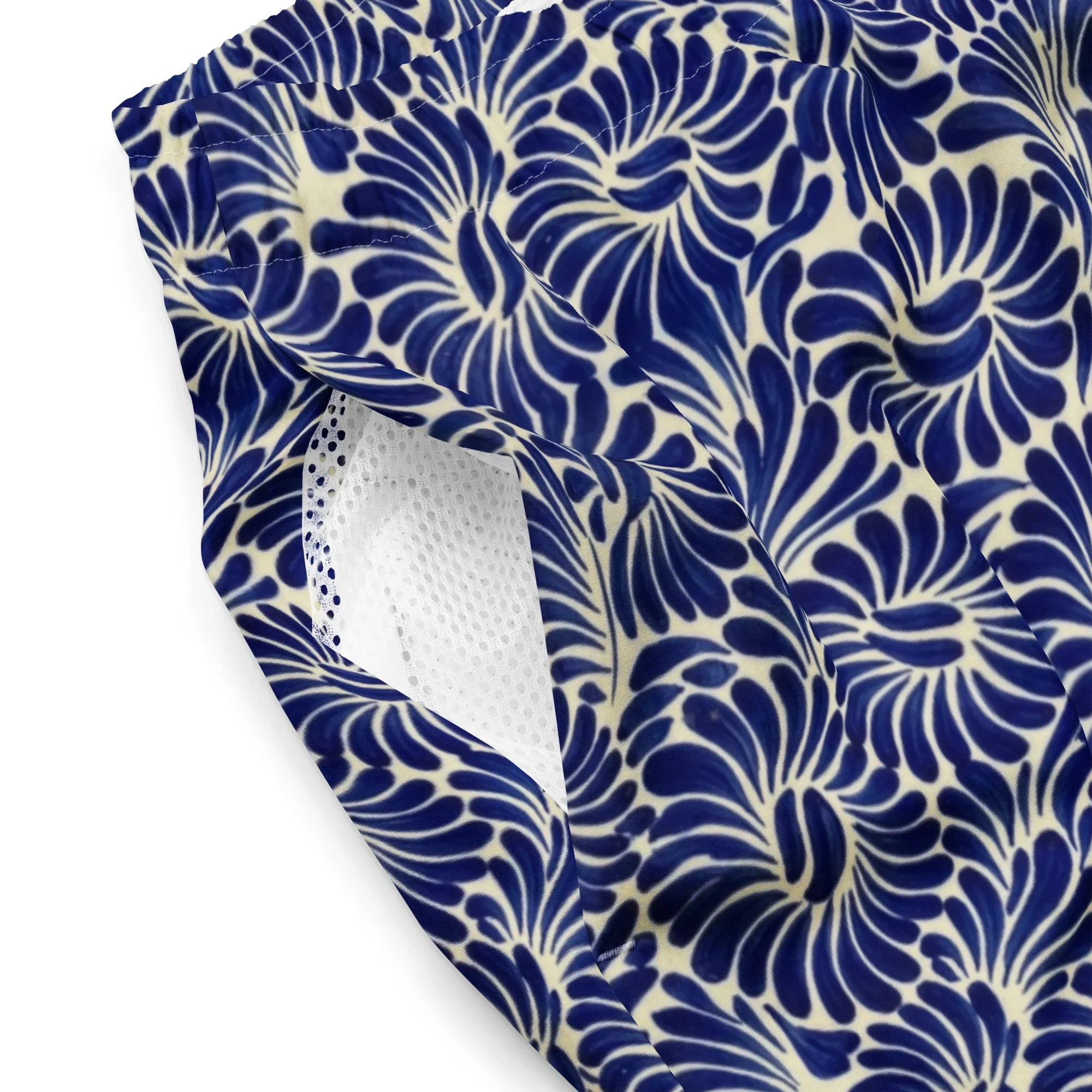 Puebla Talavera Tile Recycled Swim Trunks - The Global Wanderer