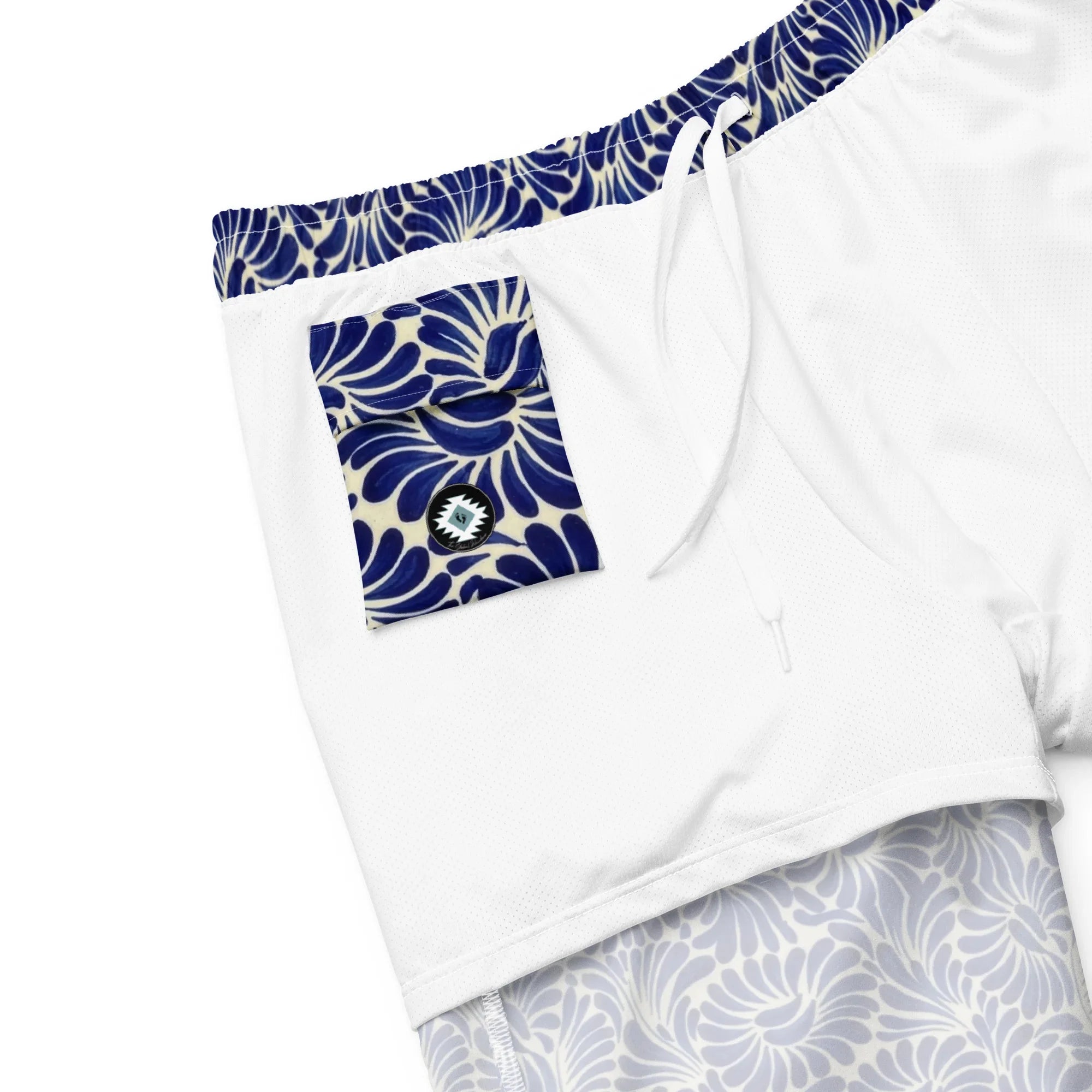 Puebla Talavera Tile Recycled Swim Trunks - The Global Wanderer