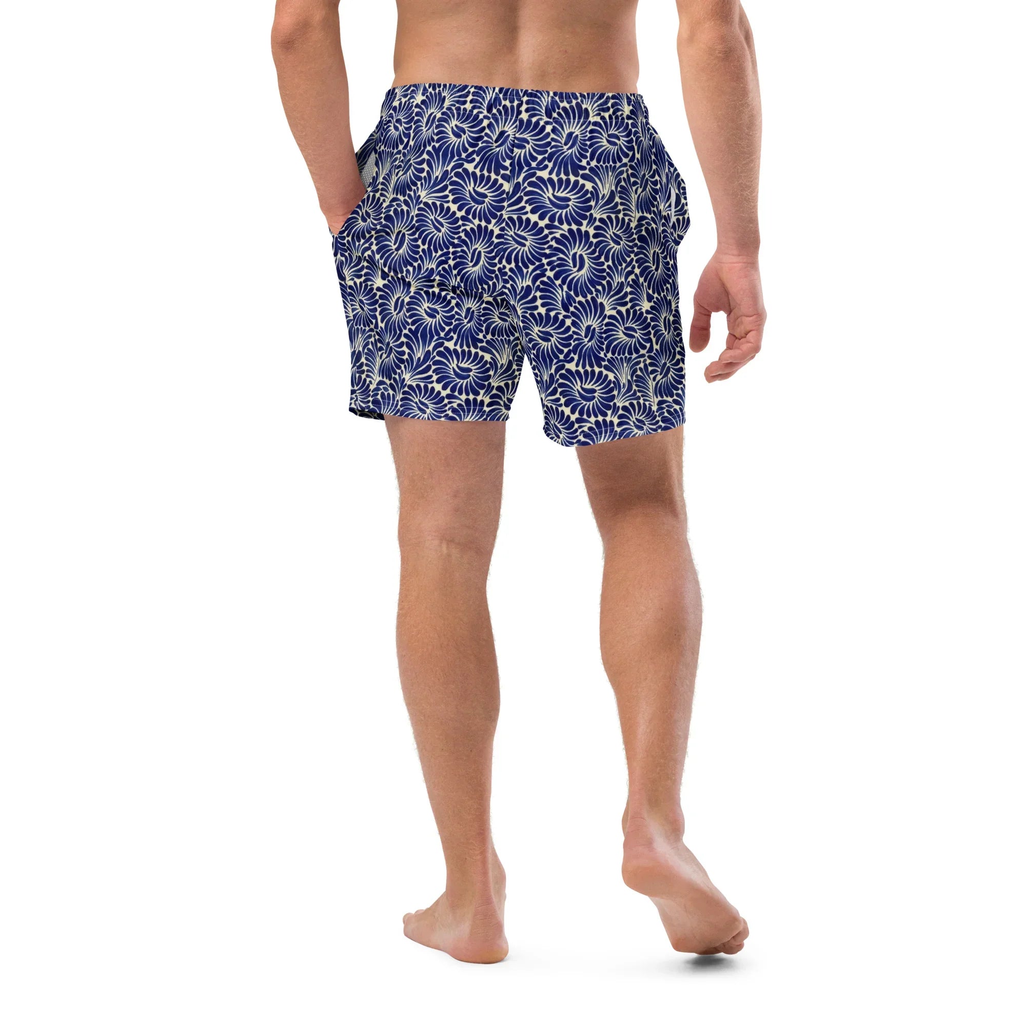 Puebla Talavera Tile Recycled Swim Trunks - The Global Wanderer