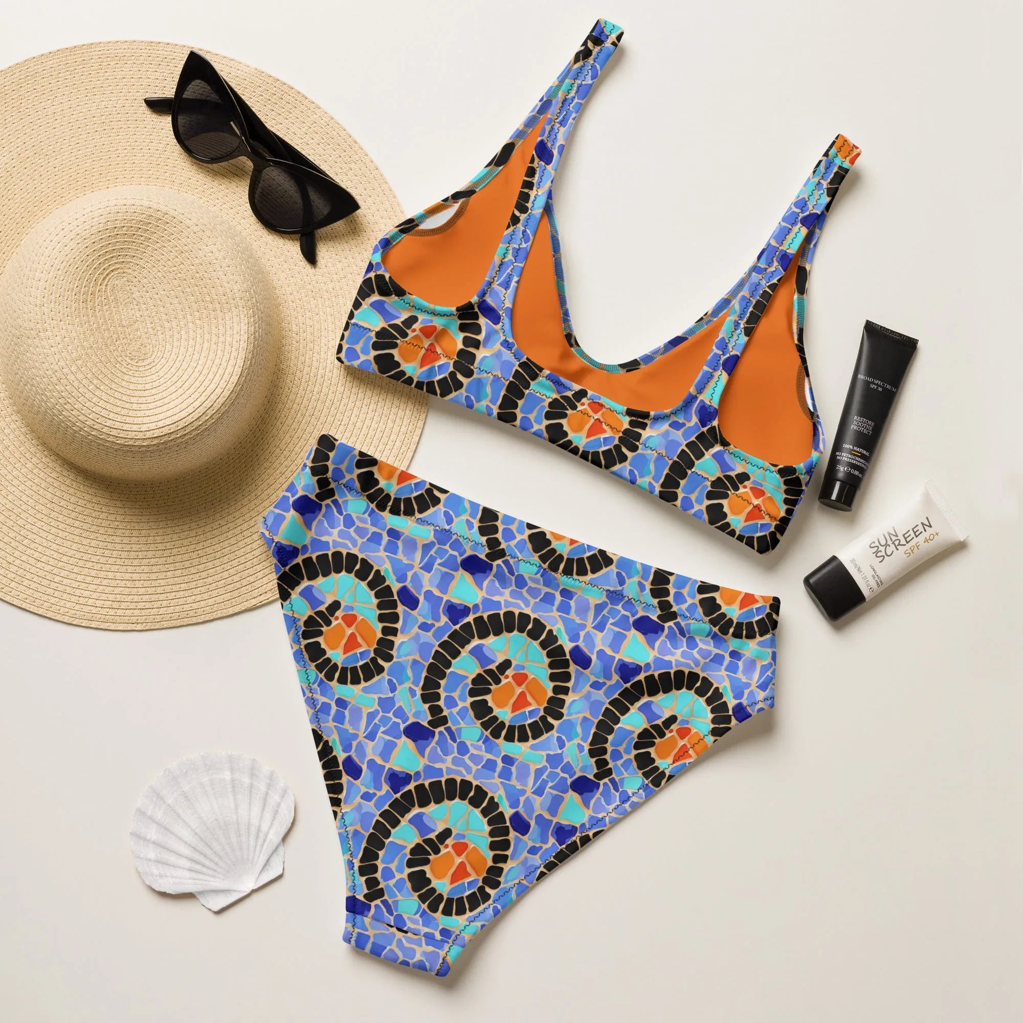 Reus Twirl Mosaic Recycled High-Waisted Bikini - The Global Wanderer