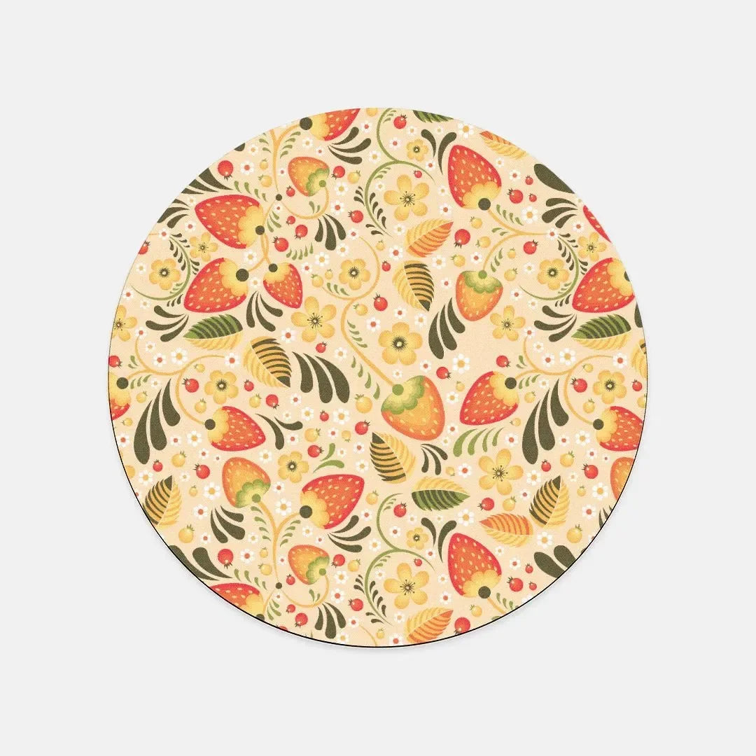 Russian Beige Khokhloma Print Mouse Pad - The Global Wanderer