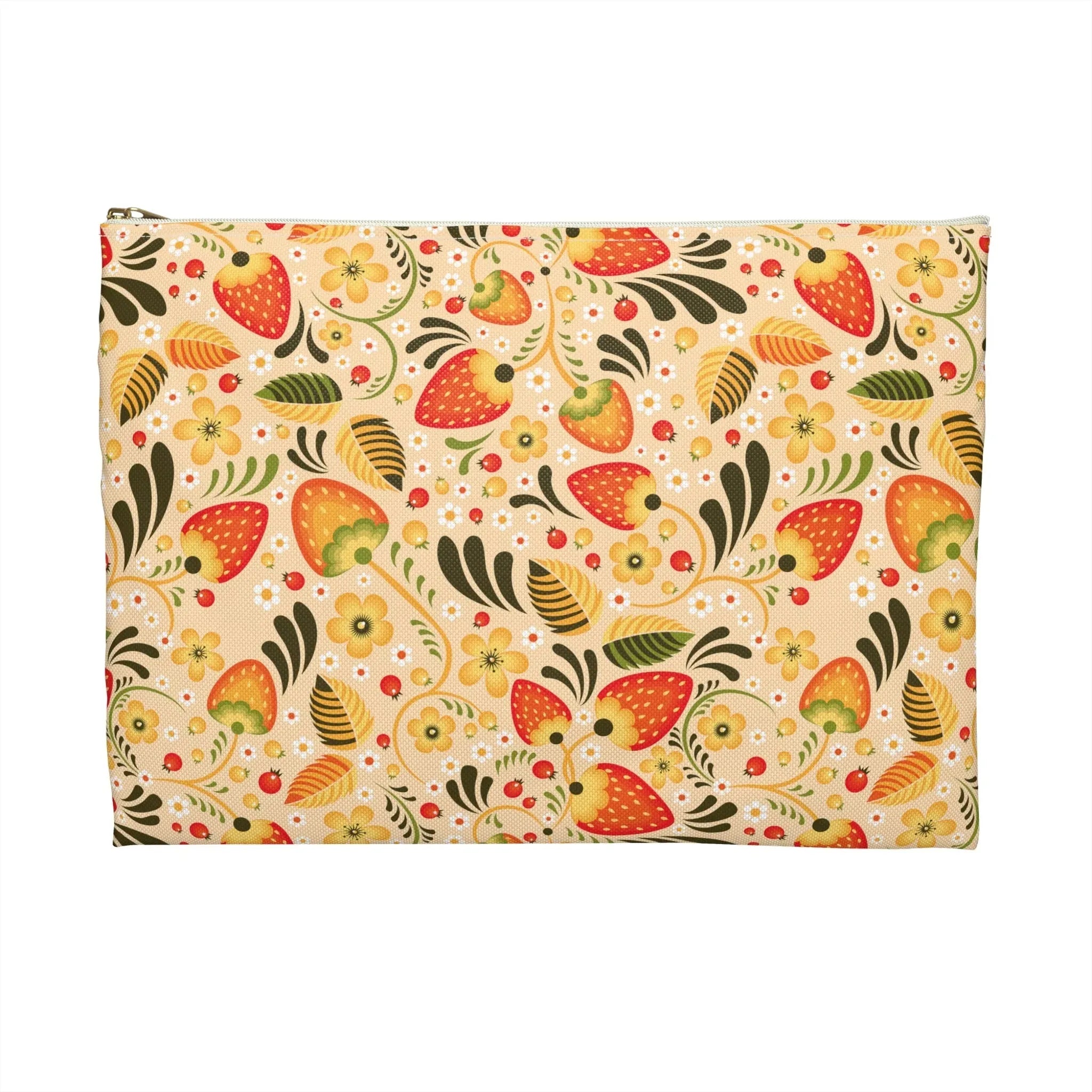 Russian Beige Khokhloma Print Pouch - The Global Wanderer