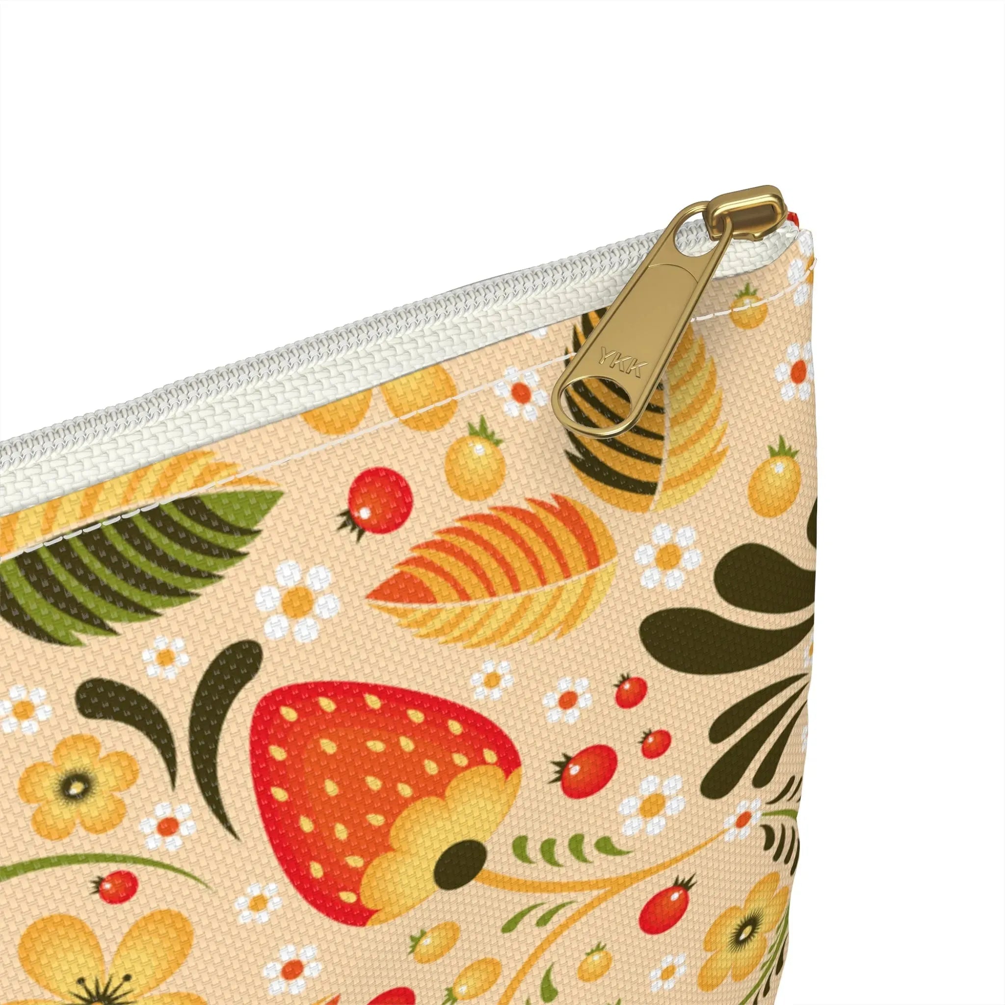 Russian Beige Khokhloma Print Pouch - The Global Wanderer