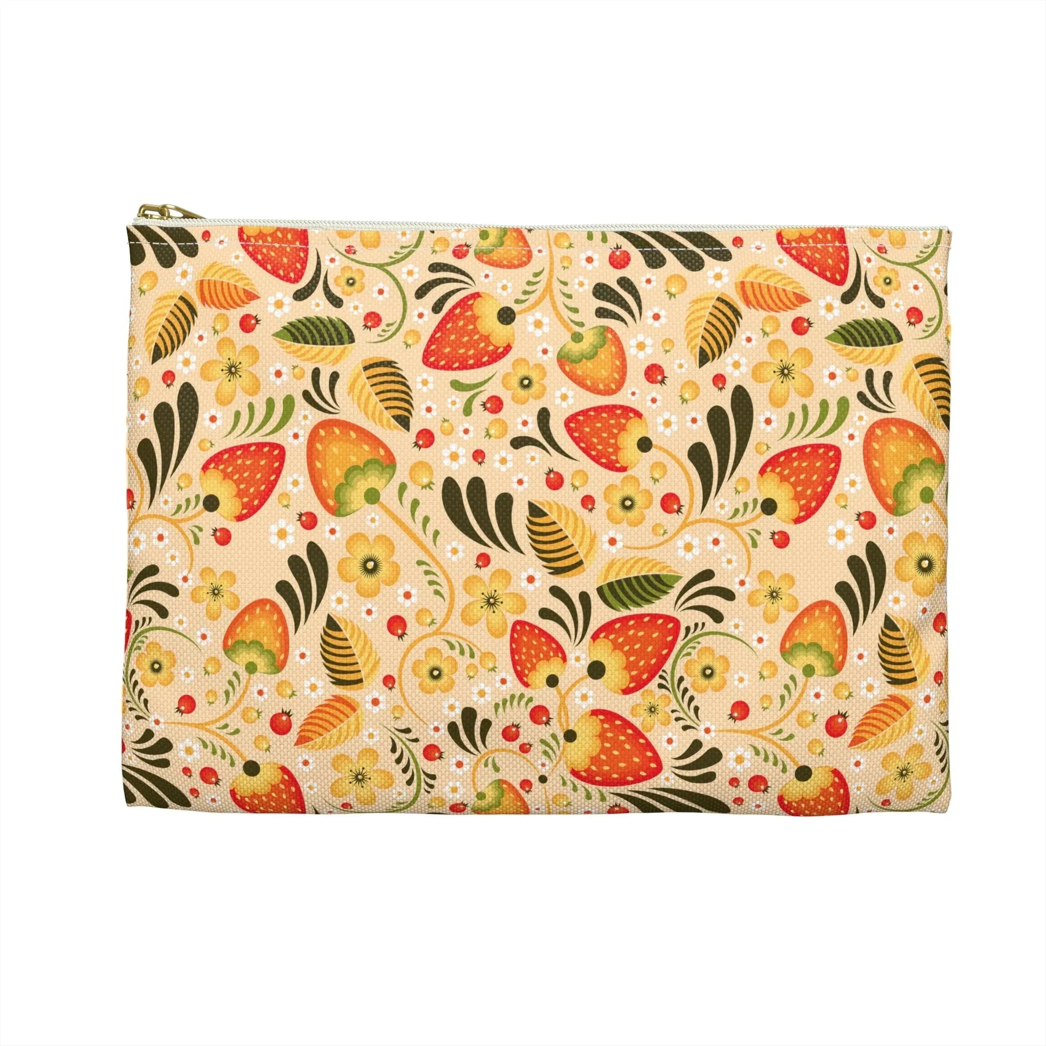 Russian Beige Khokhloma Print Pouch - The Global Wanderer