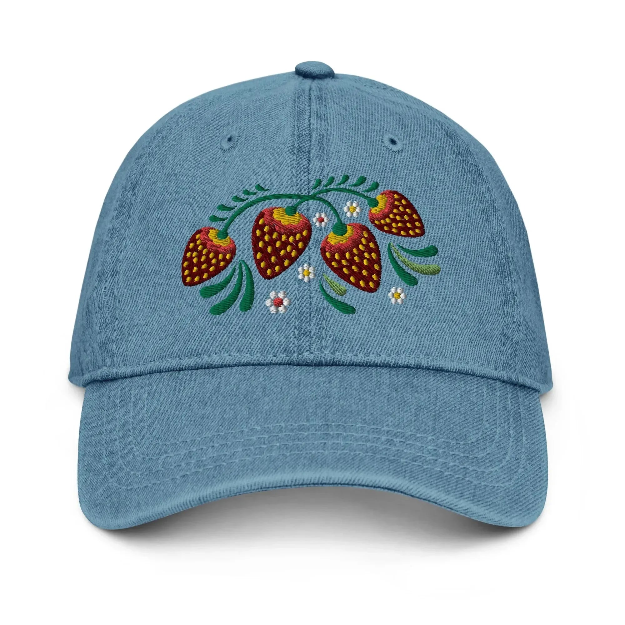 Russian Khokhloma Embroidered Denim Dad Hat - The Global Wanderer