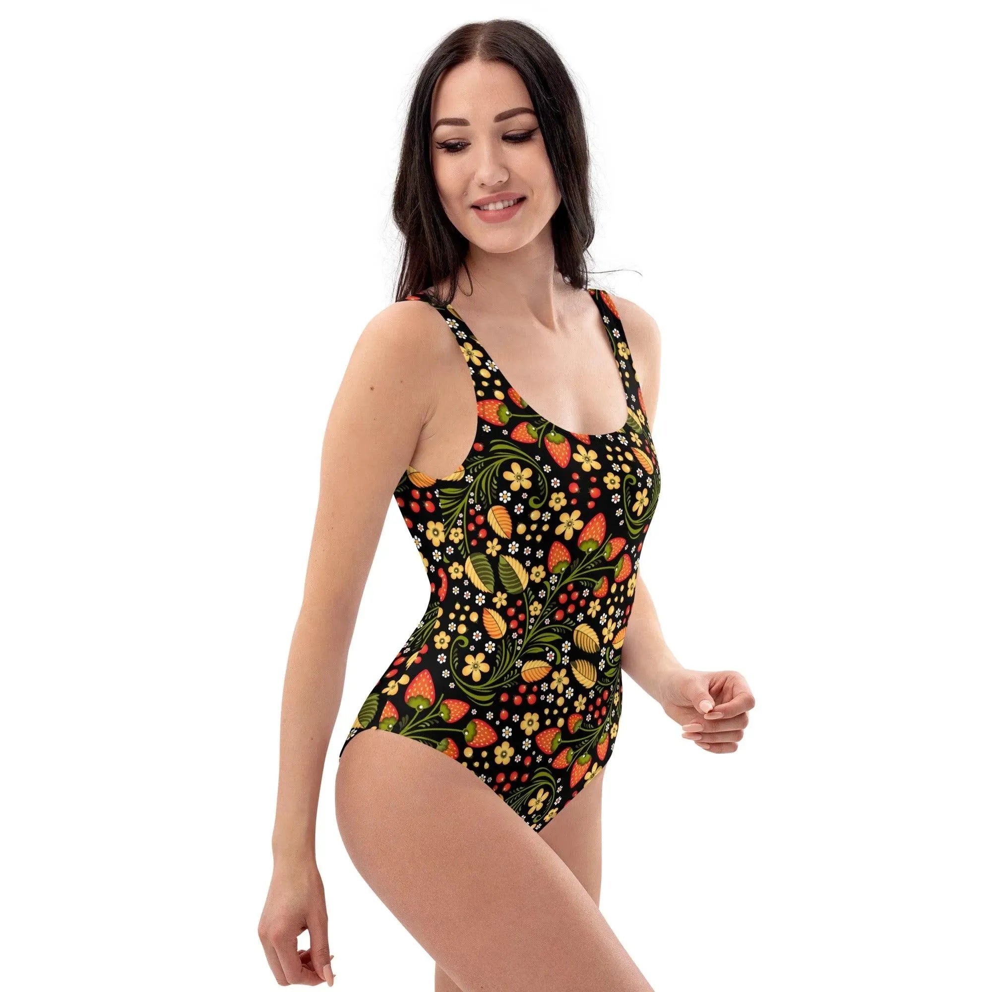 Russian Khokhloma One-Piece Swimsuit - The Global Wanderer