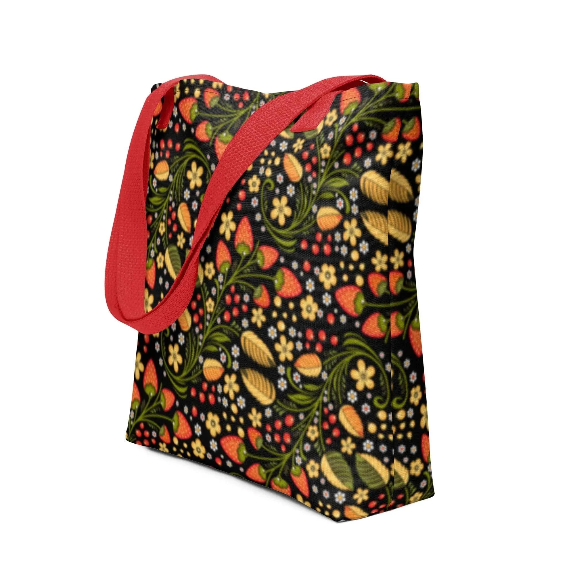 Russian Khokhloma Strawberry Tote Bag - The Global Wanderer