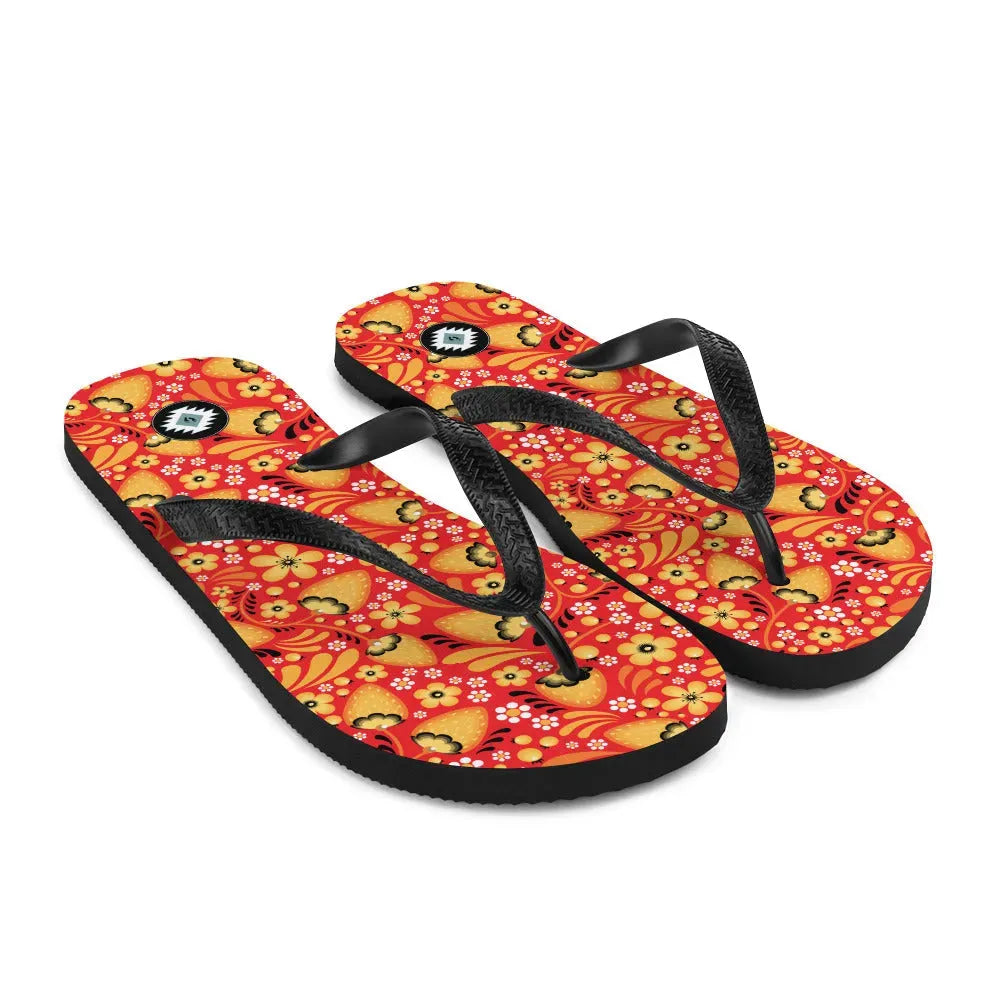 Russian Red Khokhloma Flip Flops - The Global Wanderer