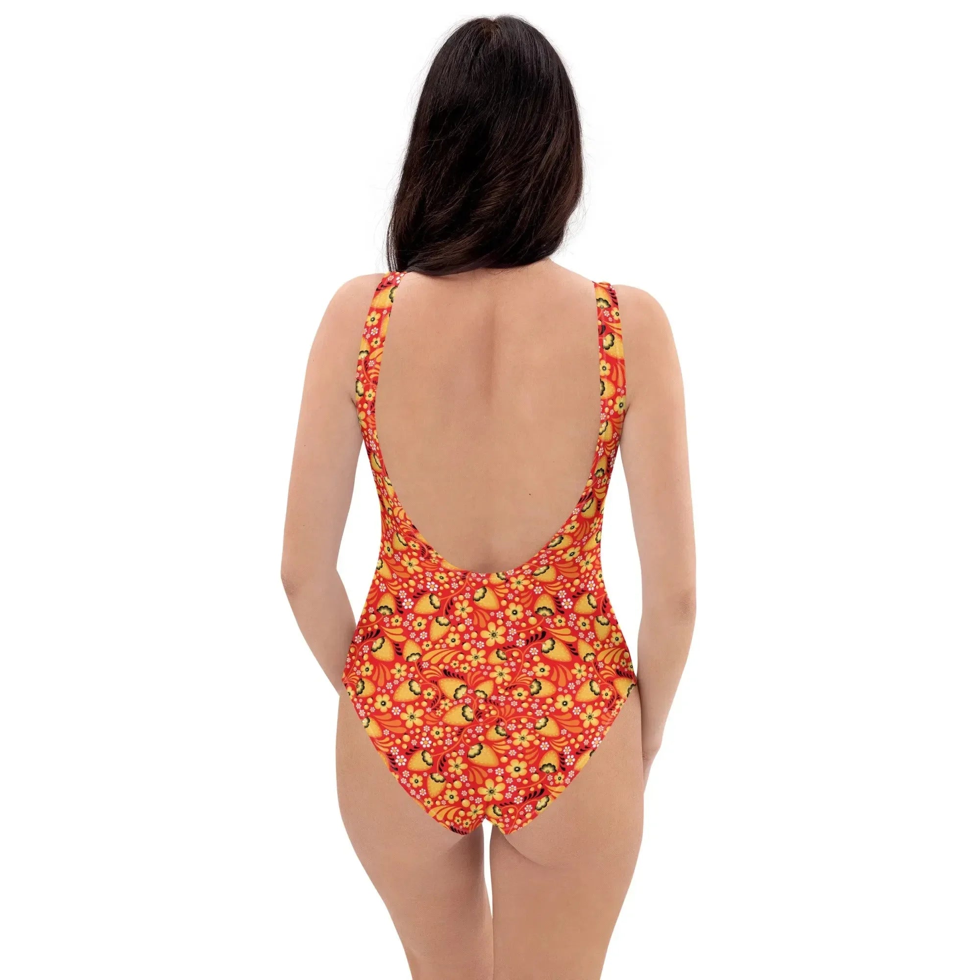 Russian Red Khokhloma One-Piece Swimsuit - The Global Wanderer