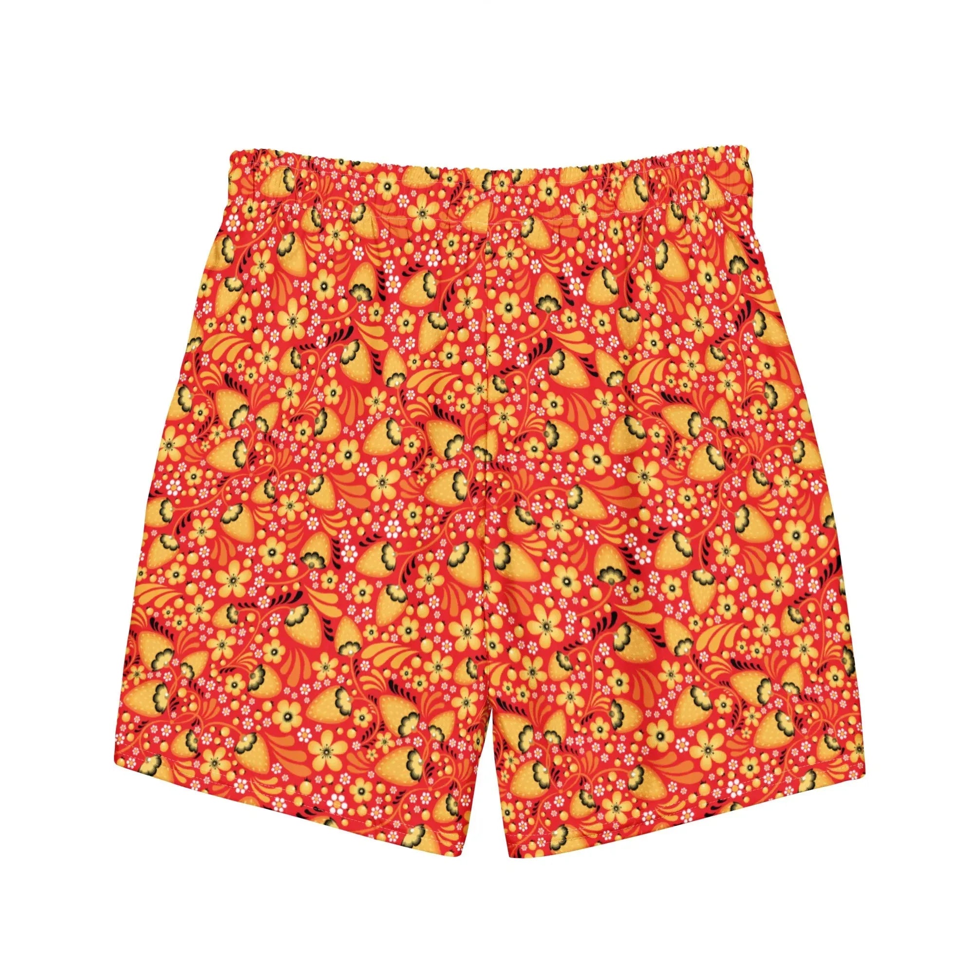 Russian Red Khokhloma Recycled Men's Swim Trunks - The Global Wanderer