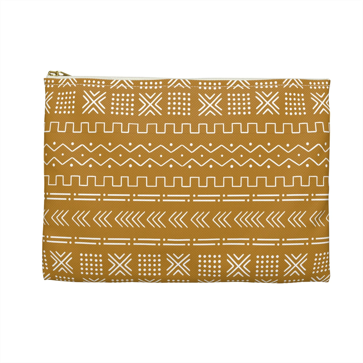 Savanna Ochre Mud Cloth Flat Pouch - The Global Wanderer