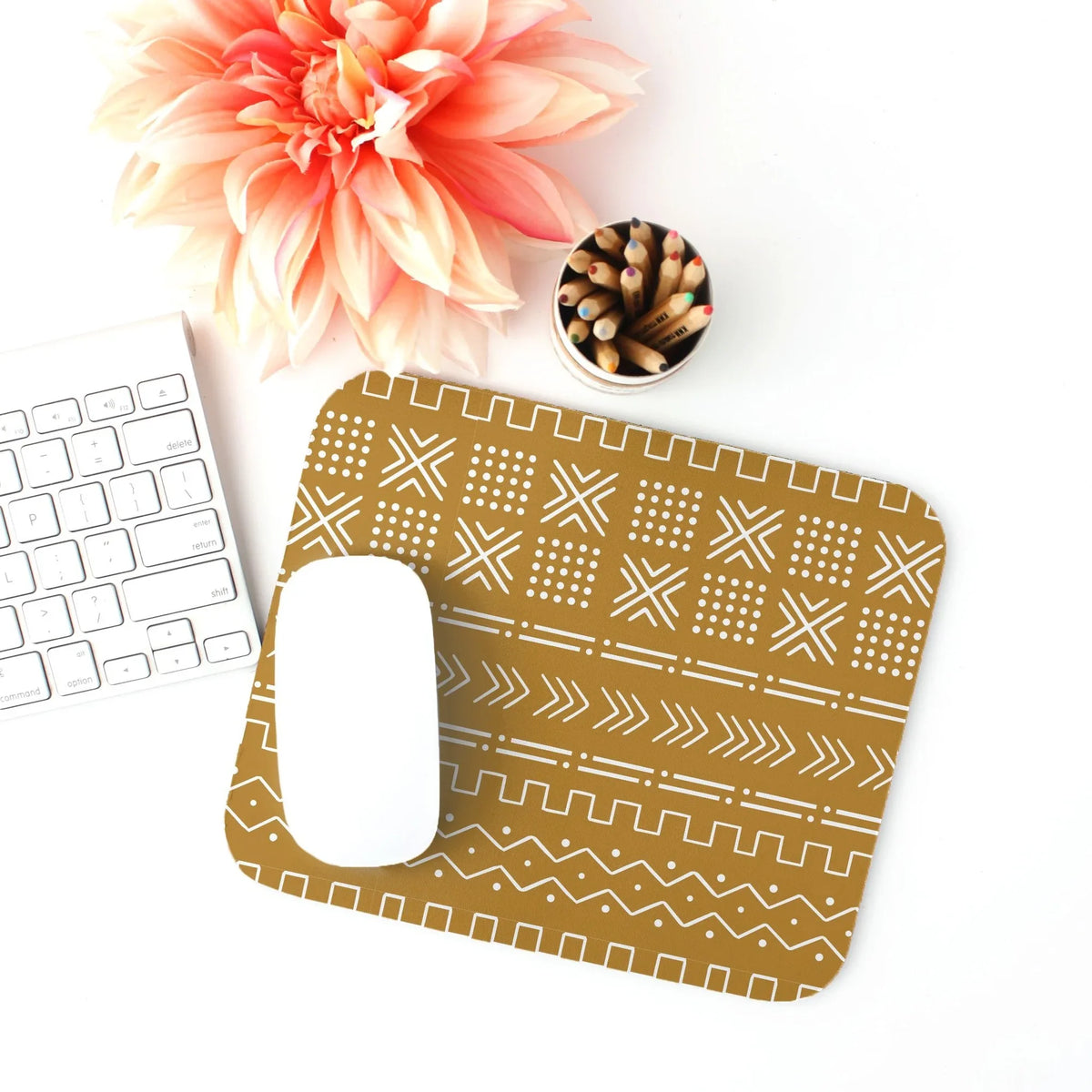 Savanna Ochre Mud Cloth Mouse Pad - The Global Wanderer