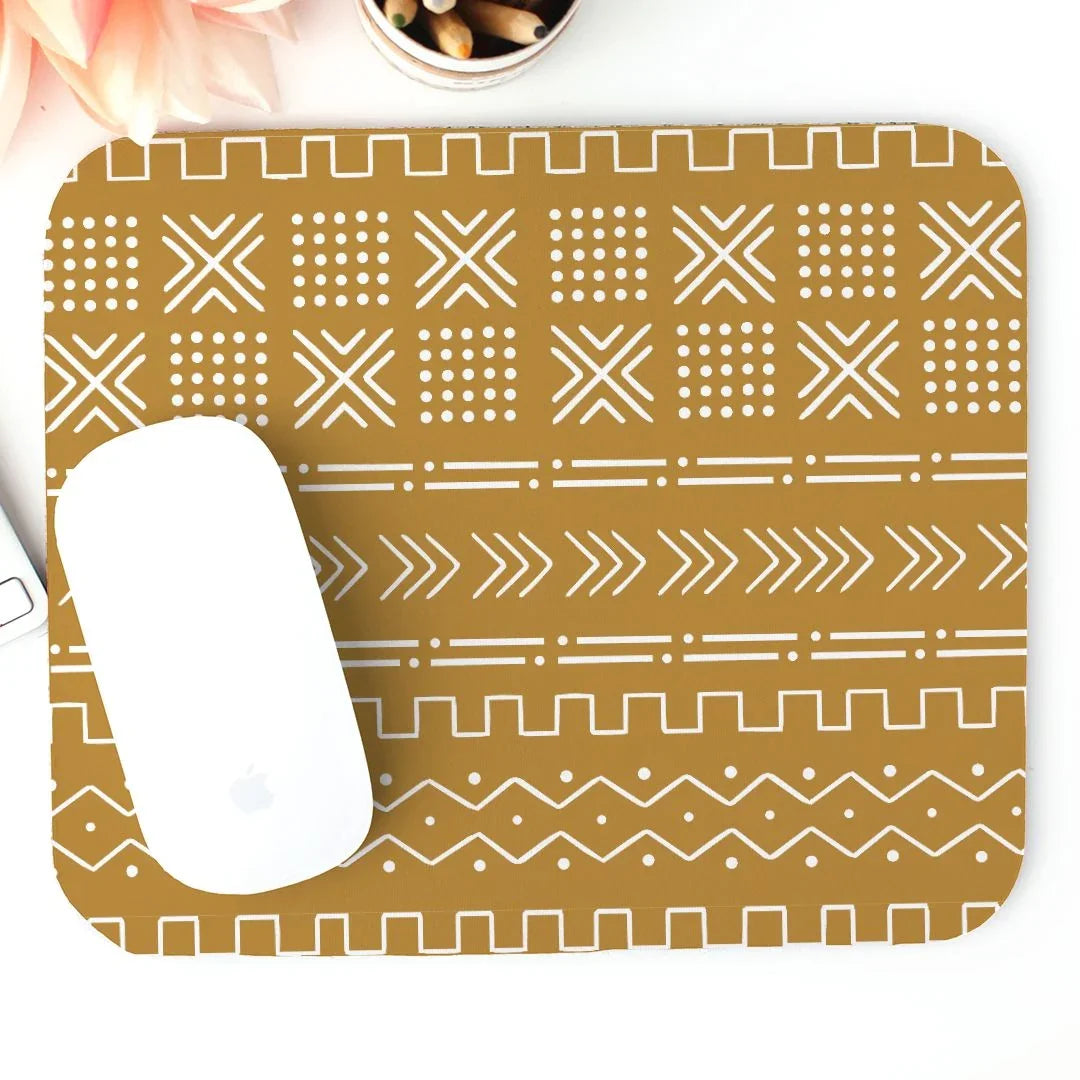 Savanna Ochre Mud Cloth Mouse Pad - The Global Wanderer