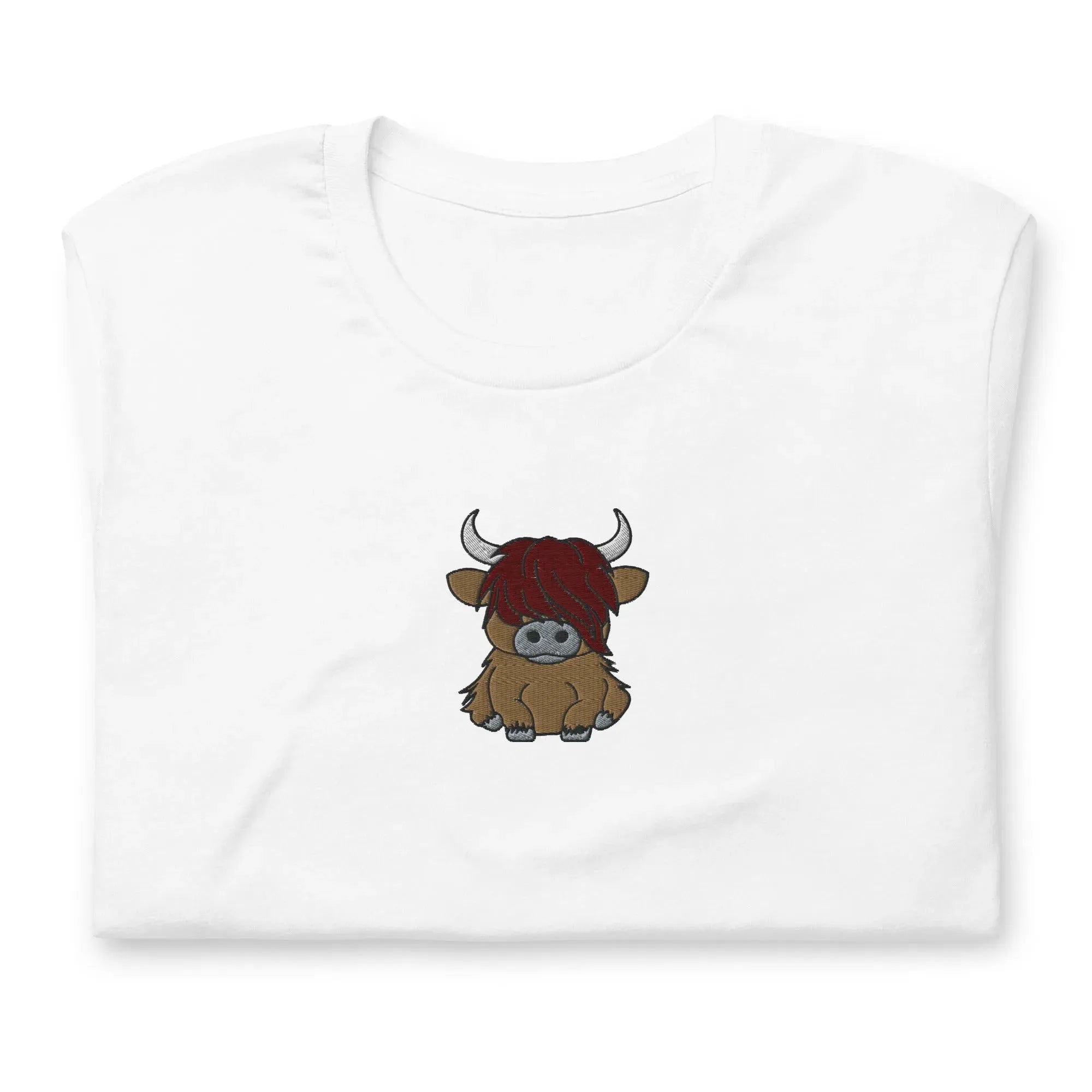 Scottish Highlands Cow Embroidered T-Shirt - The Global Wanderer