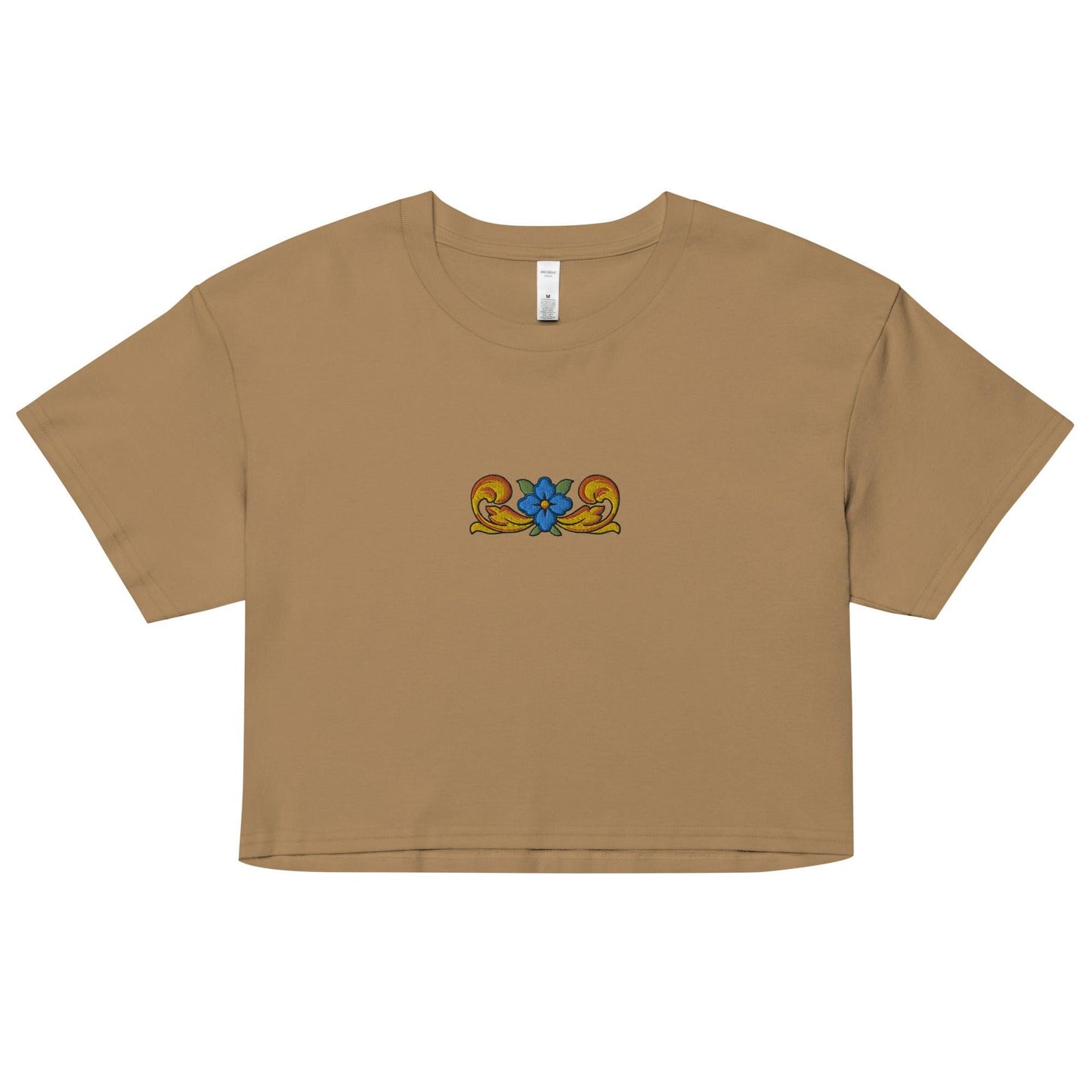 Sicilian Tile Embroidered Cropped T-Shirt - The Global Wanderer