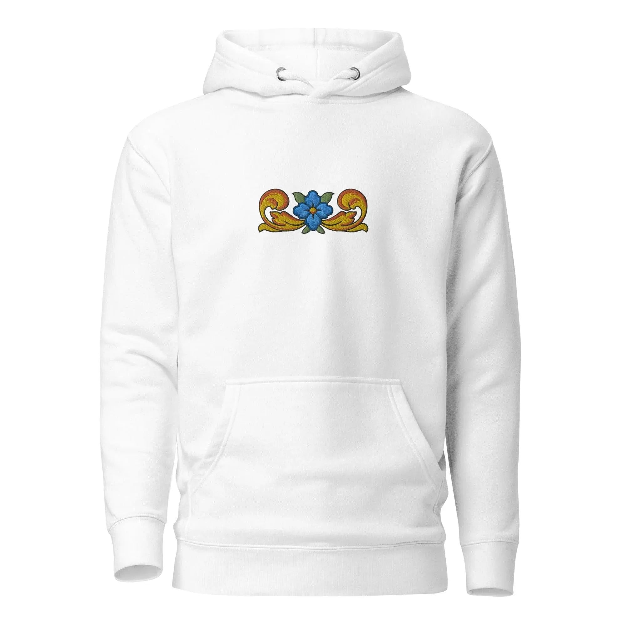 Sicilian Tile Motif Embroidered Hoodie - The Global Wanderer