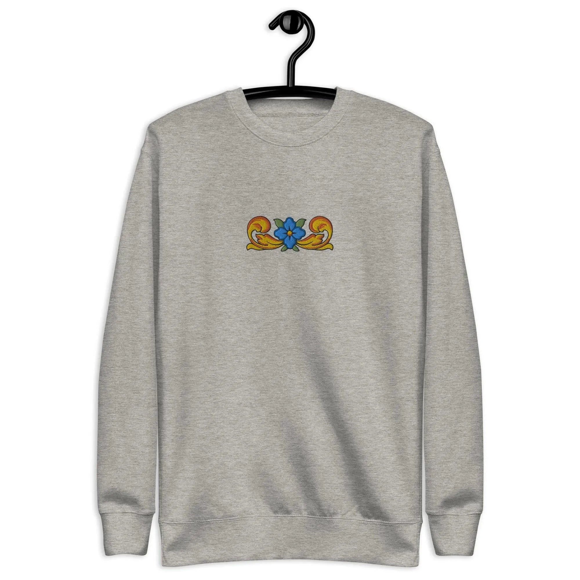 Sicilian Tile Motif Embroidered Sweatshirt - The Global Wanderer