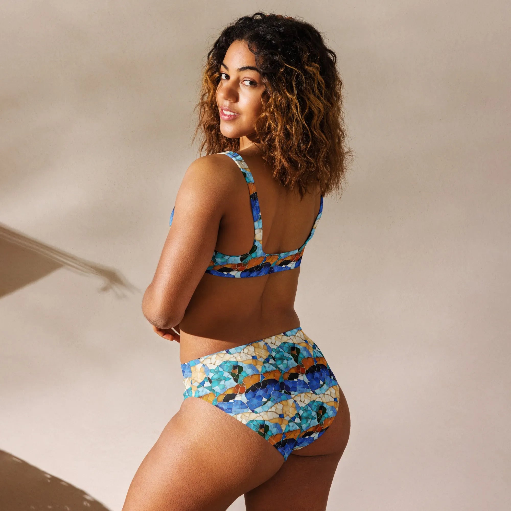 Sitges Tilewave Mosaic Recycled High-Waisted Bikini - The Global Wanderer