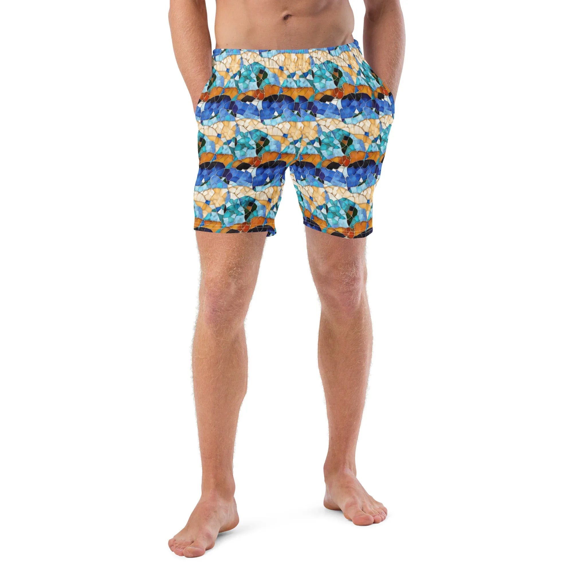 Sitges Tilewave Mosaic Recycled Swim Trunks - The Global Wanderer