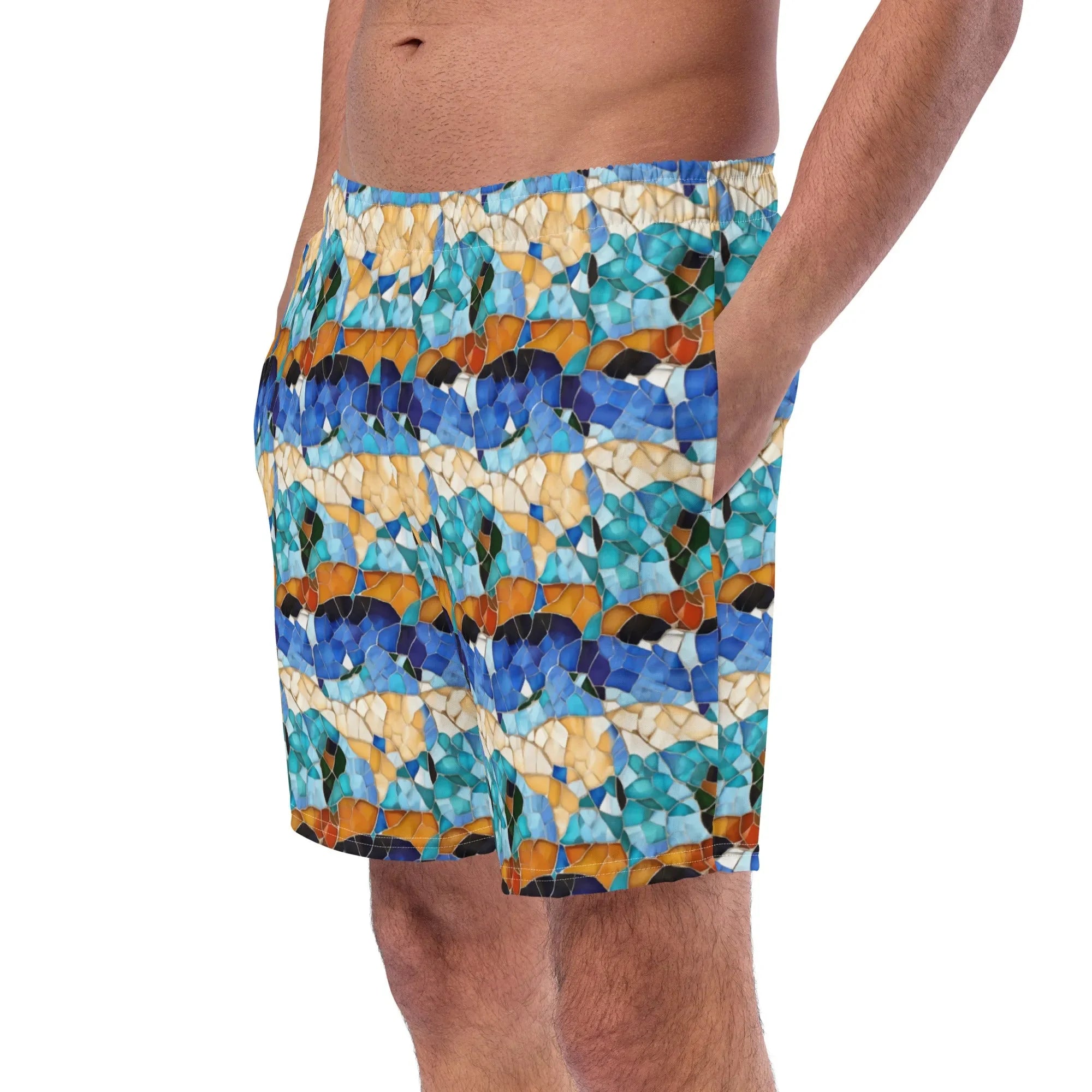 Sitges Tilewave Mosaic Recycled Swim Trunks - The Global Wanderer