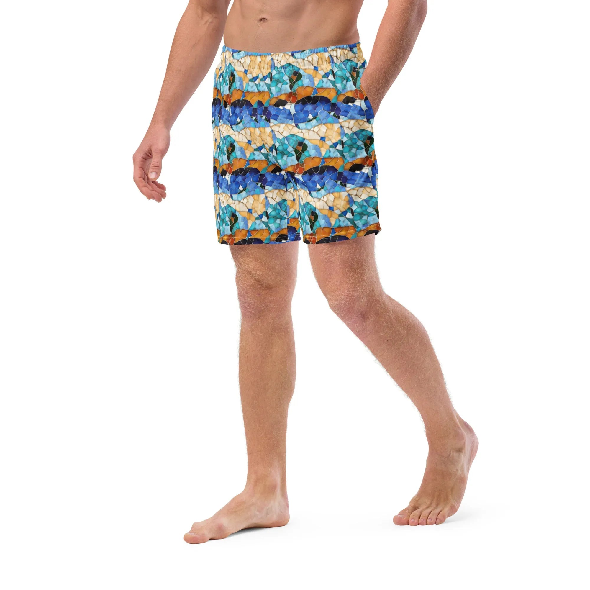 Sitges Tilewave Mosaic Recycled Swim Trunks - The Global Wanderer