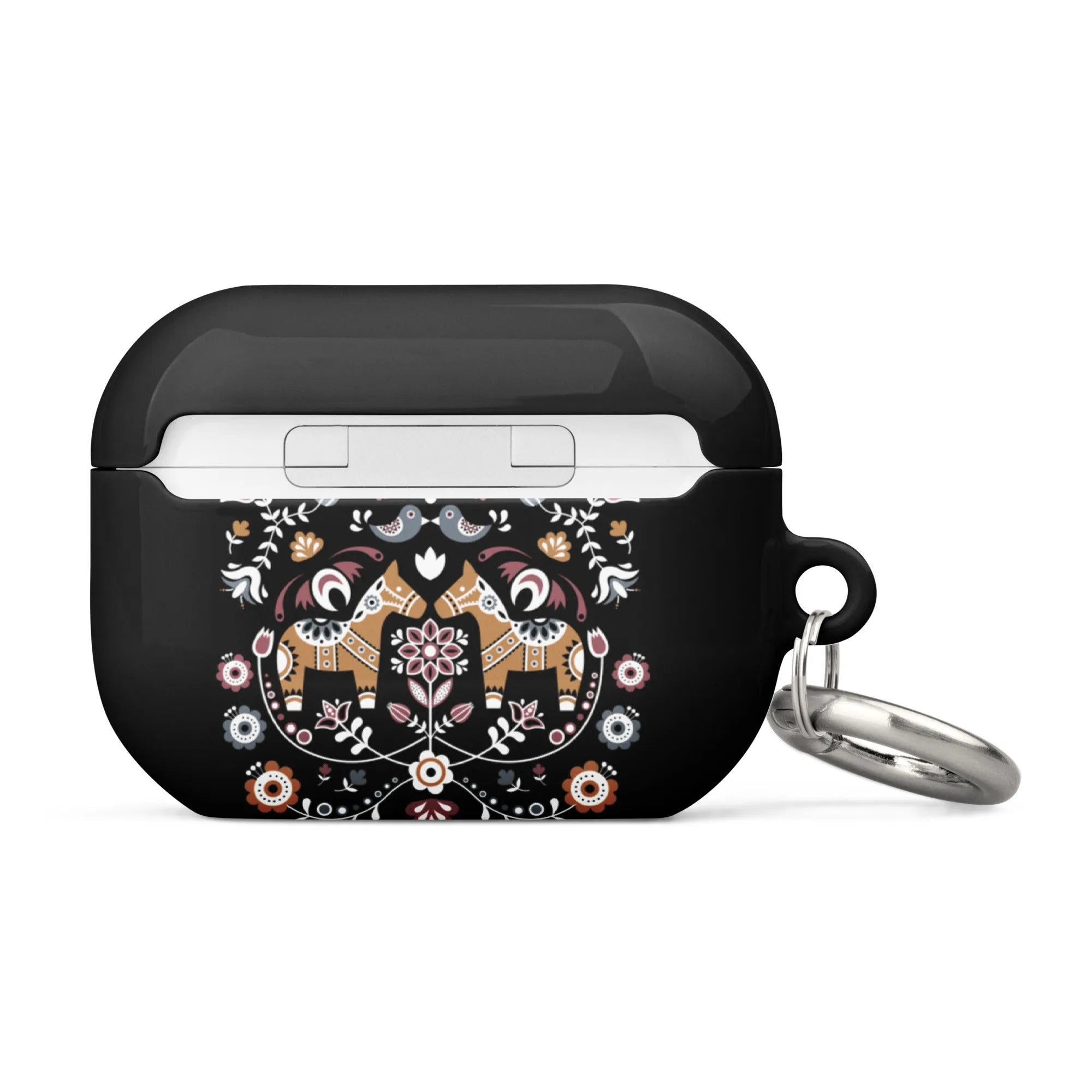 Swedish Dala Horse AirPod Pro 2 Case - Black - The Global Wanderer