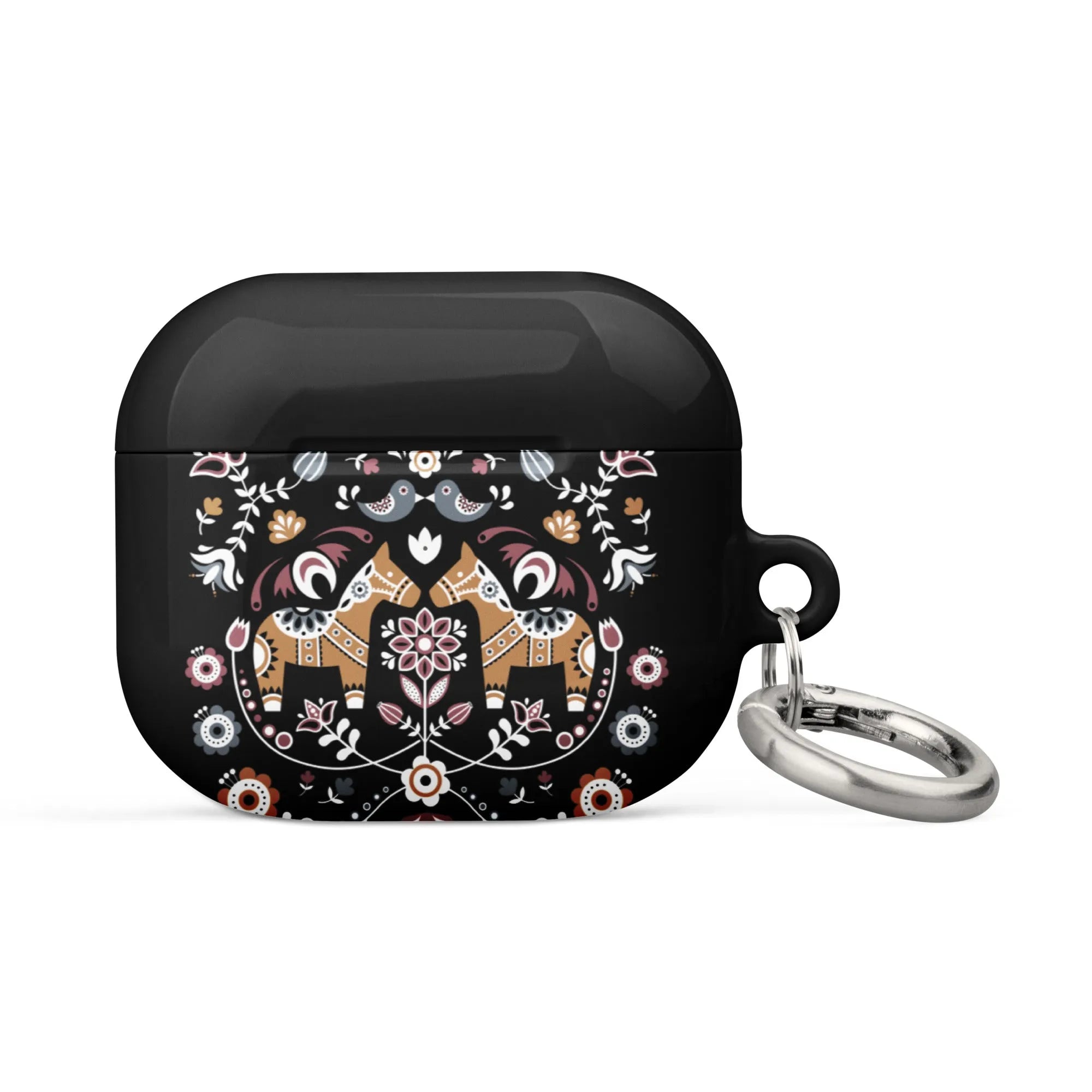 Swedish Dala Horse AirPod 3 Case - Black - The Global Wanderer