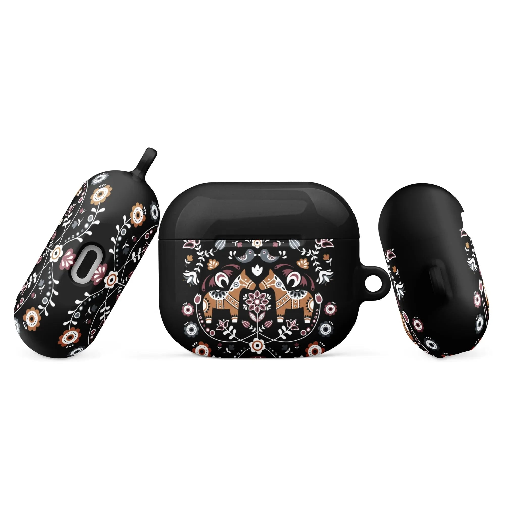 Swedish Dala Horse AirPod 3 Case - Black - The Global Wanderer